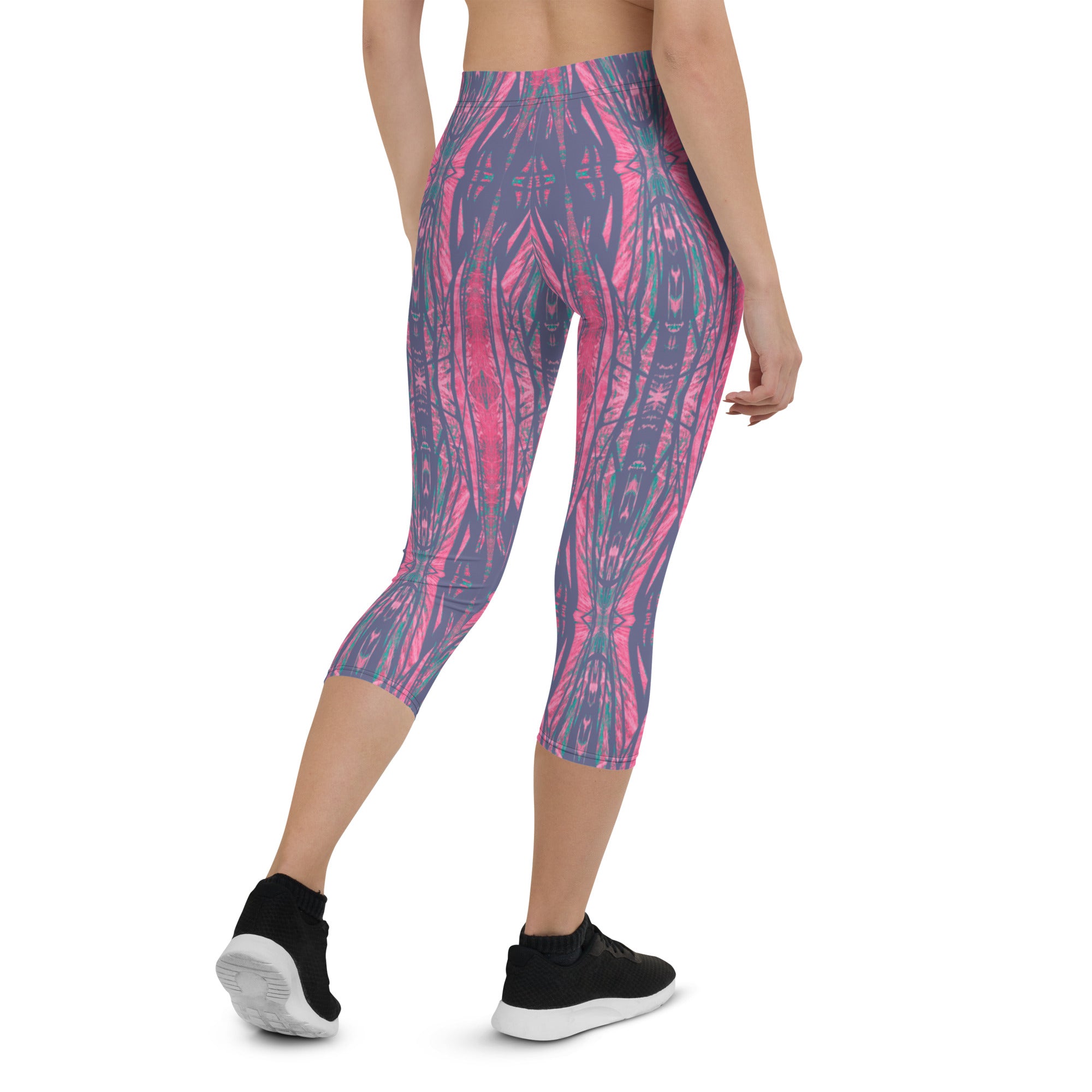 Shadows Gray On Pink Capri Leggings Triboca Arts