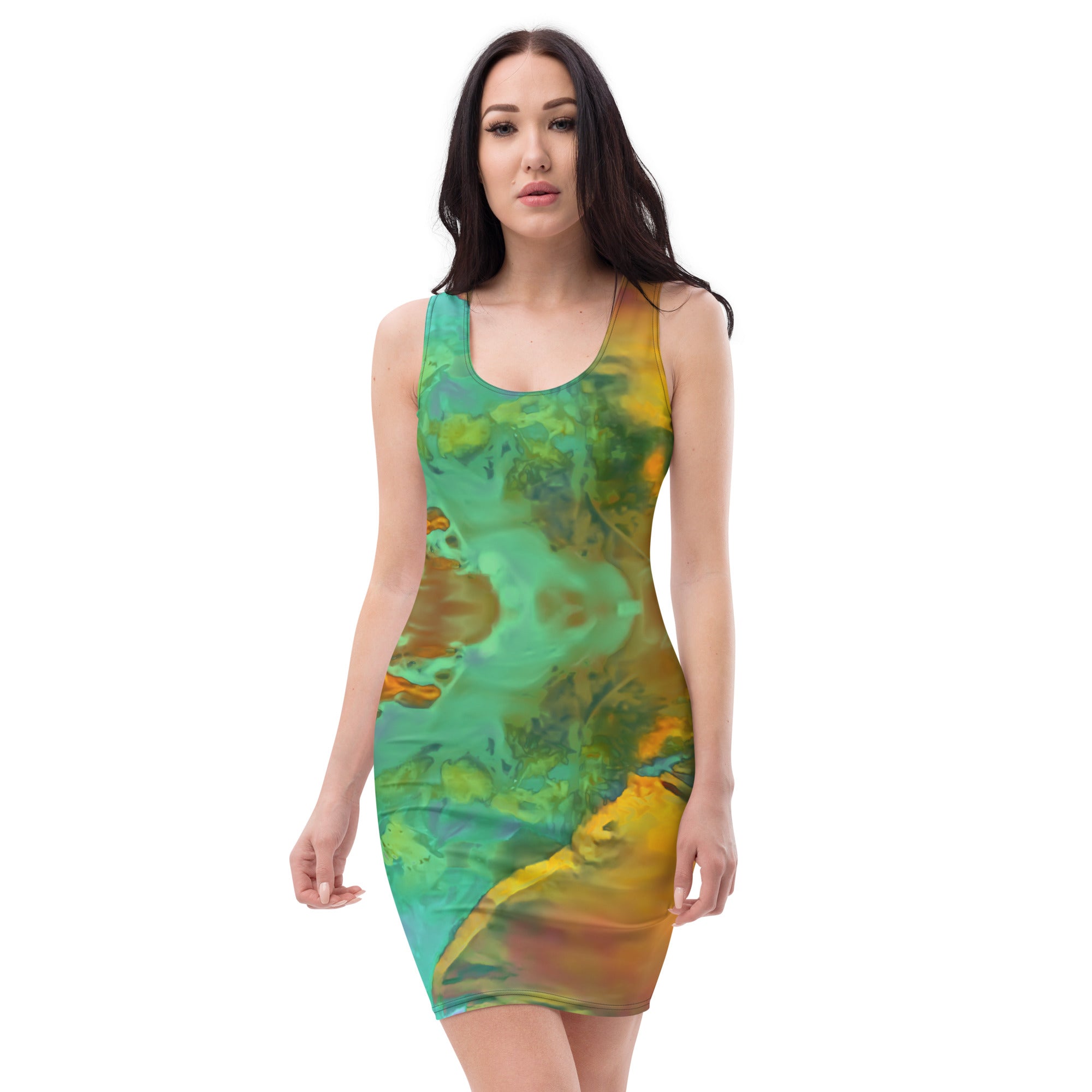 Gold Canyon Sleeveless Bodycon Dress Triboca Arts XS  