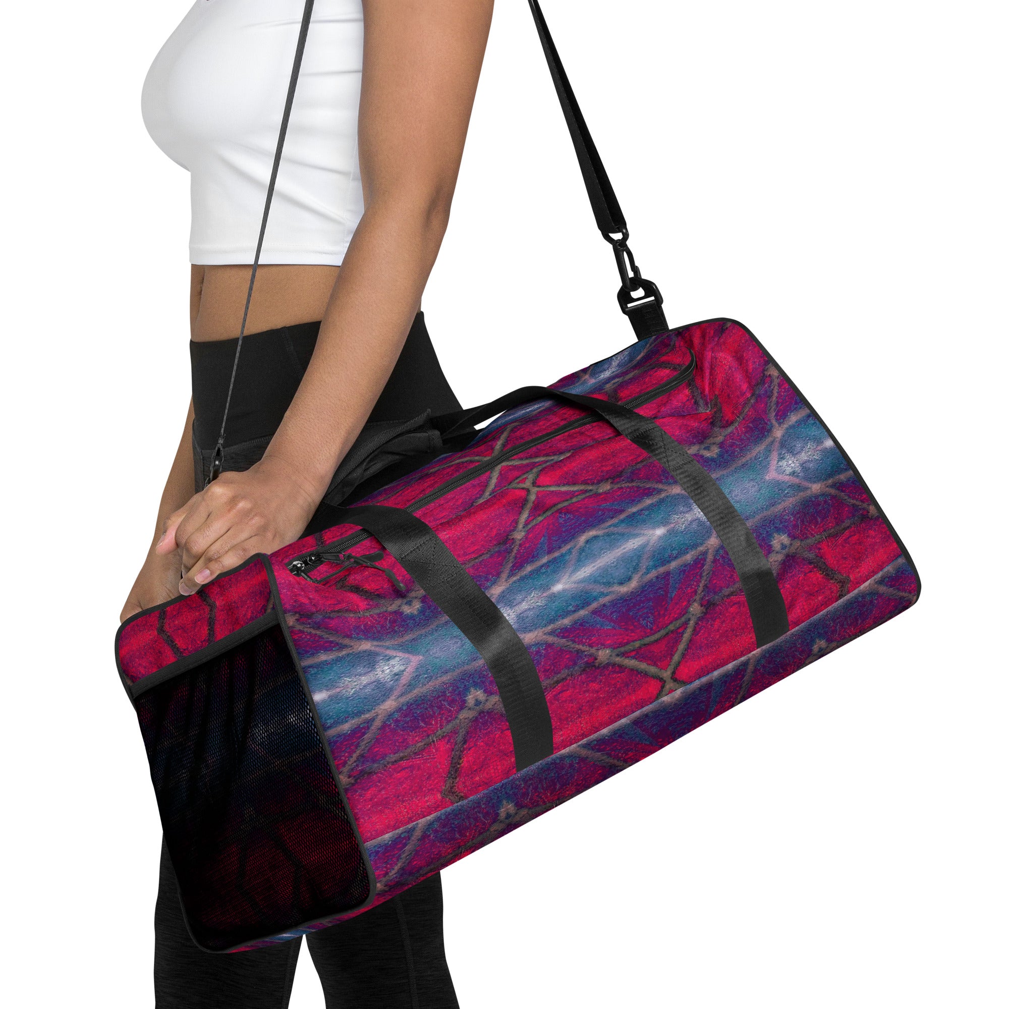 Glass On Rattan Magenta Duffle bag Triboca Arts