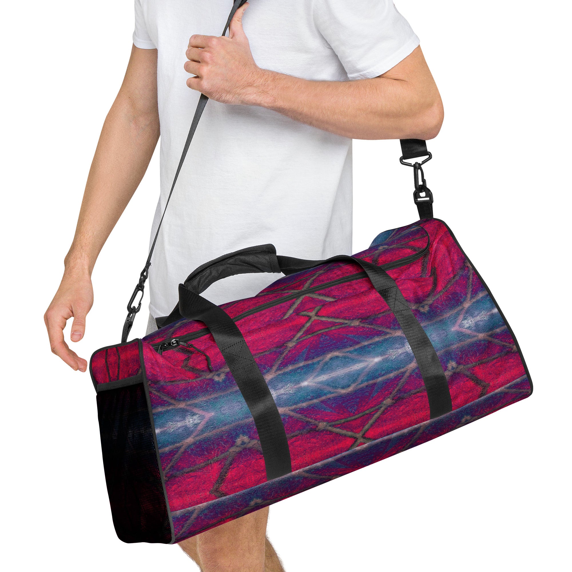 Glass On Rattan Magenta Duffle bag Triboca Arts