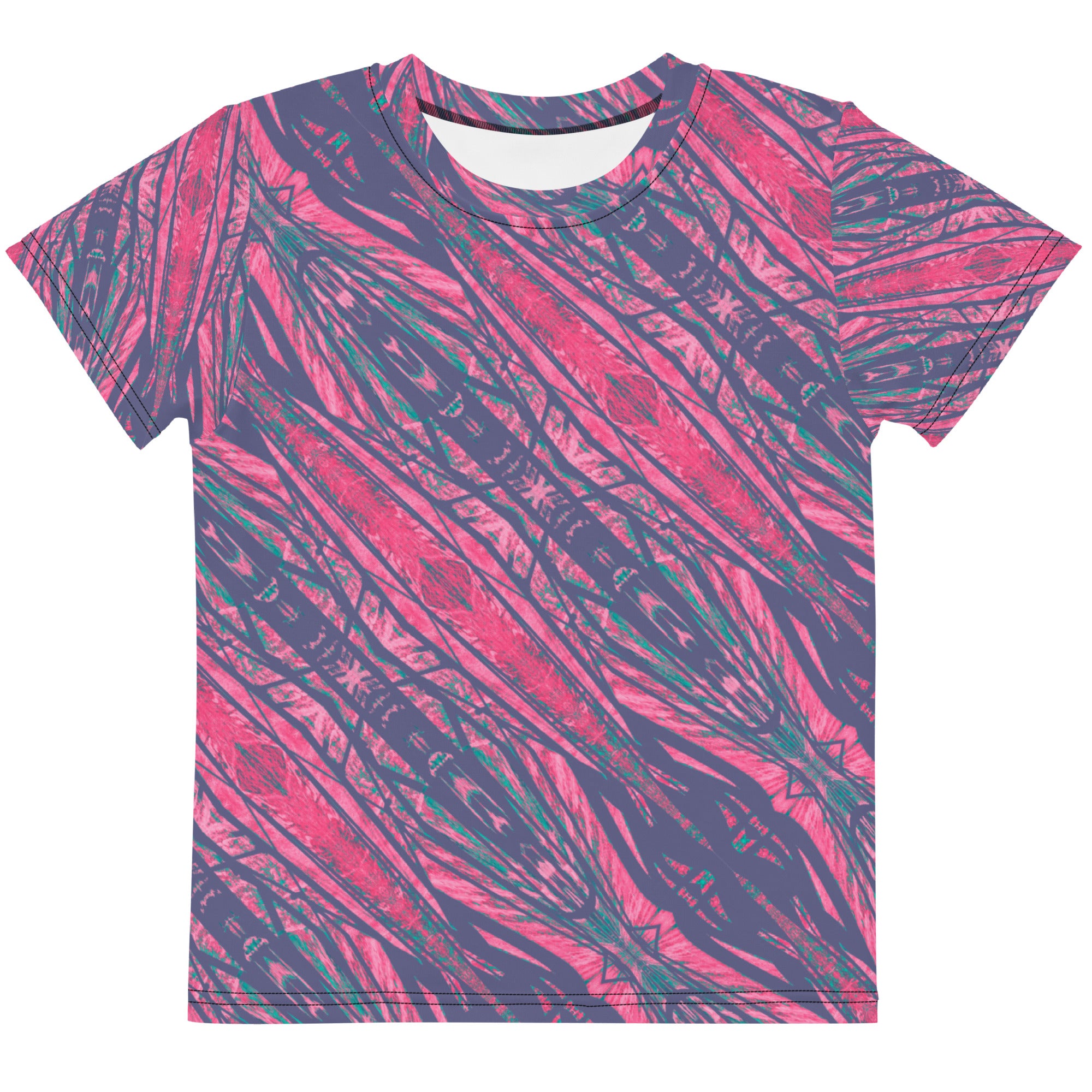 Shadows Gray On Pink Girls Crew Neck T-Shirt Triboca Arts