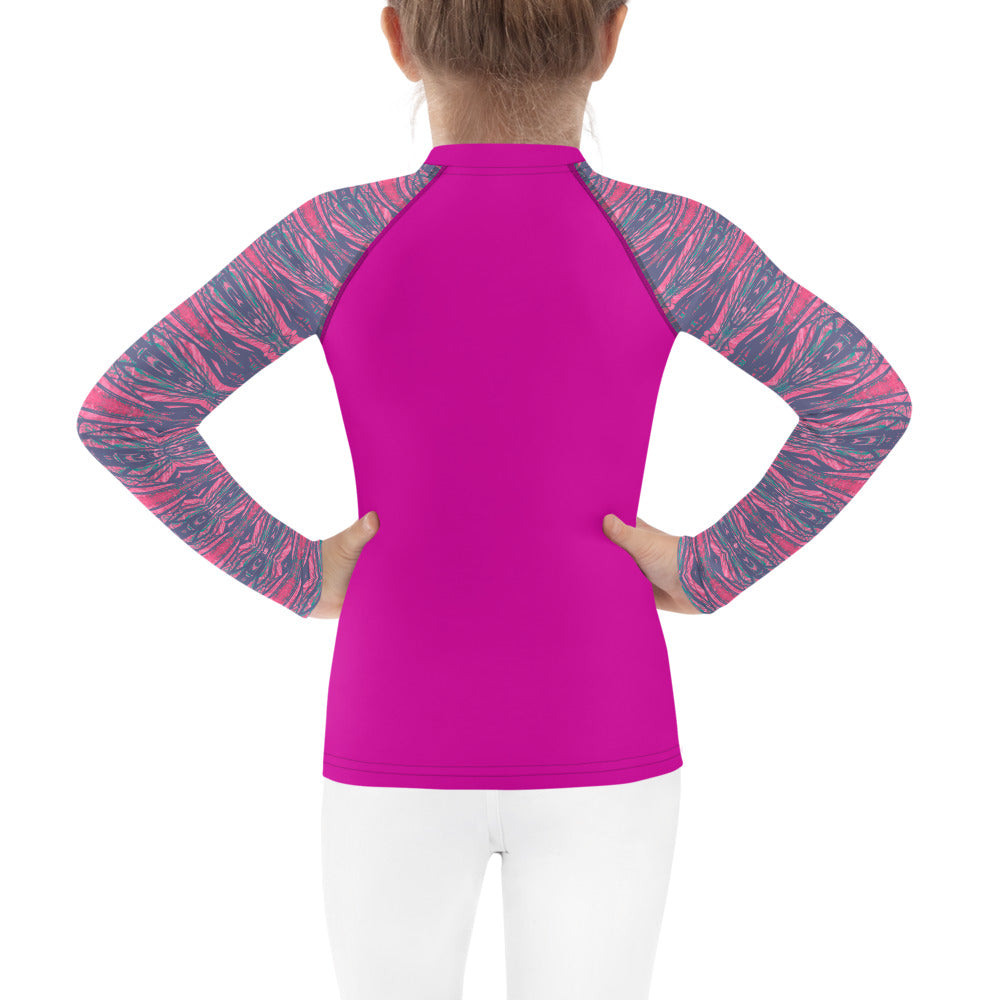 Shadows Gray On Pink Girls Long-Sleeve Rash Guard Triboca Arts