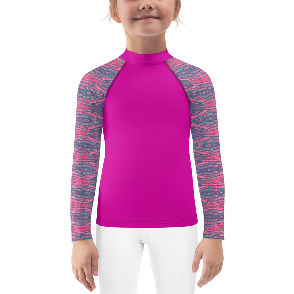 Shadows Gray On Pink Girls Long-Sleeve Rash Guard Triboca Arts 2T  