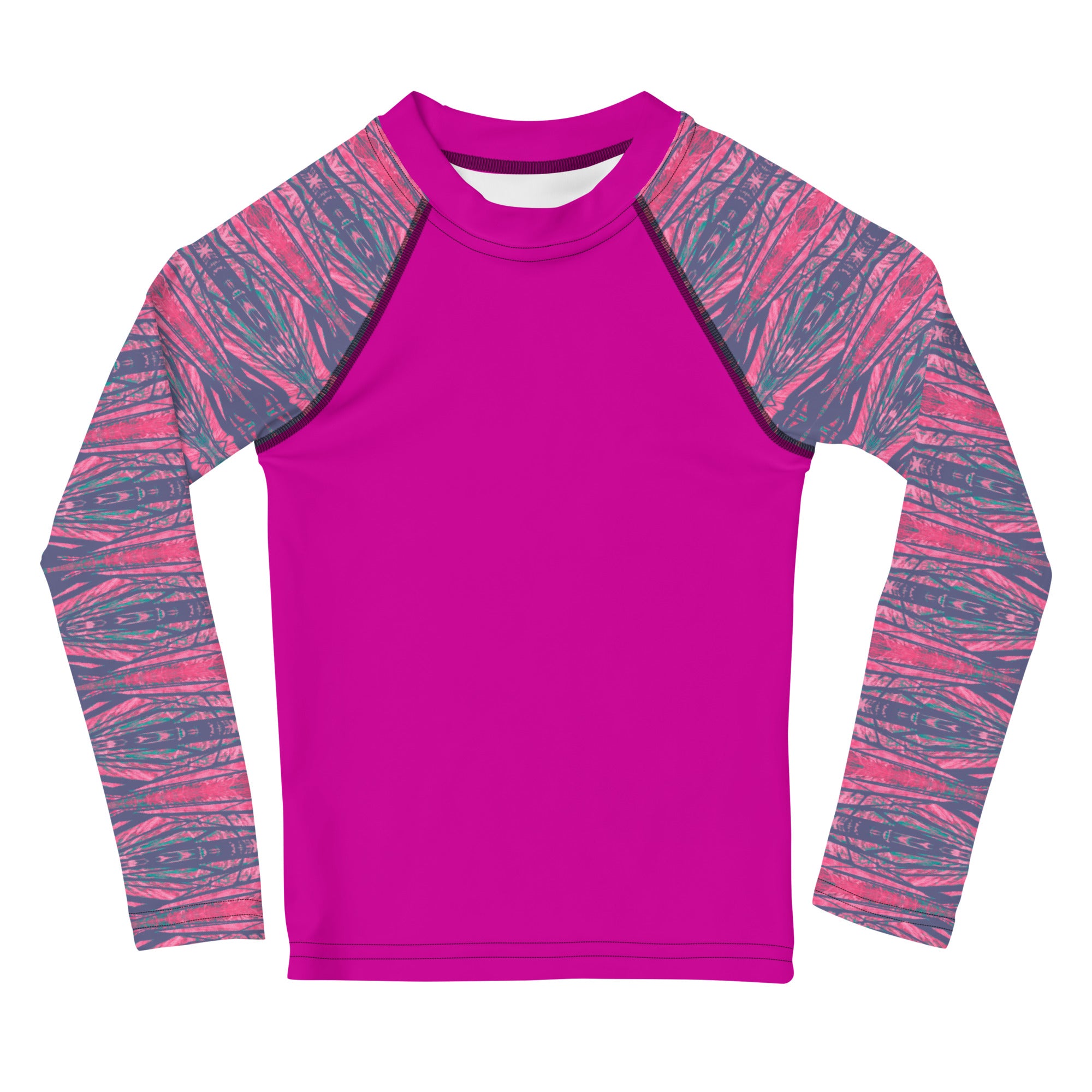 Shadows Gray On Pink Girls Long-Sleeve Rash Guard Triboca Arts
