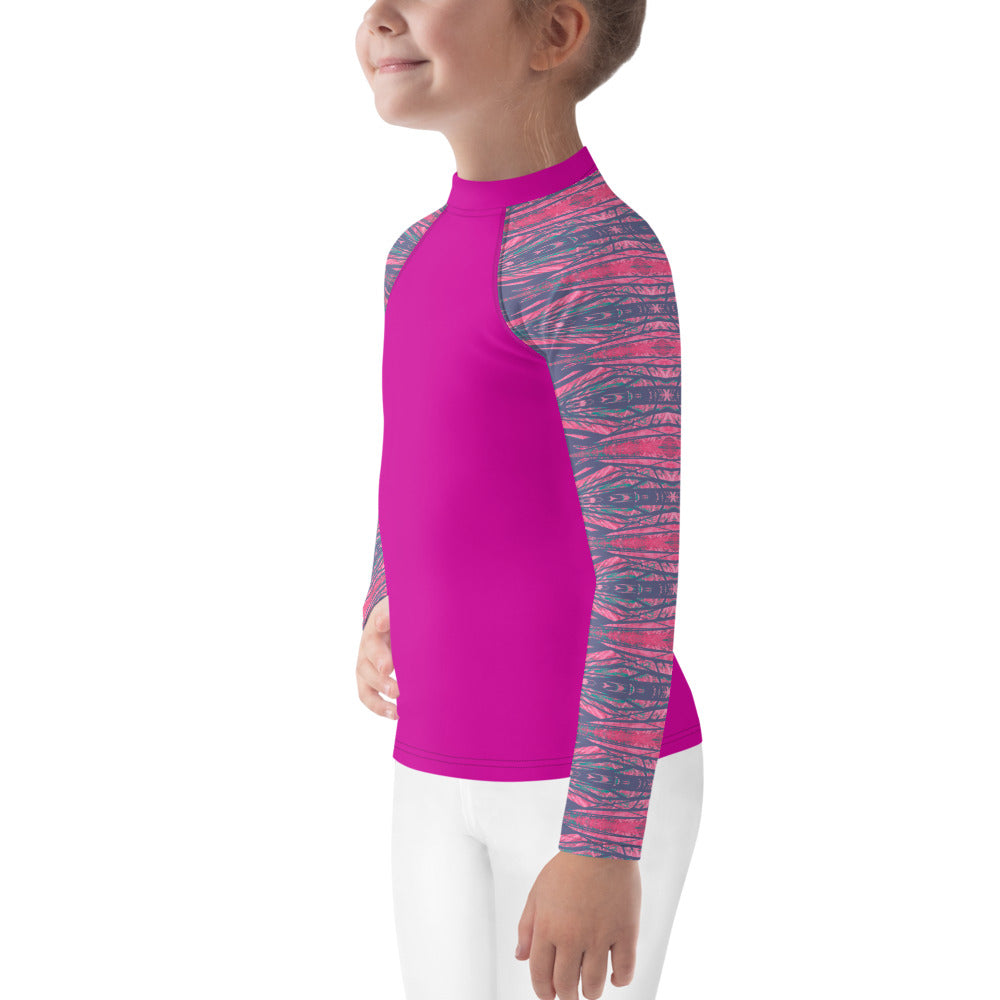 Shadows Gray On Pink Girls Long-Sleeve Rash Guard Triboca Arts