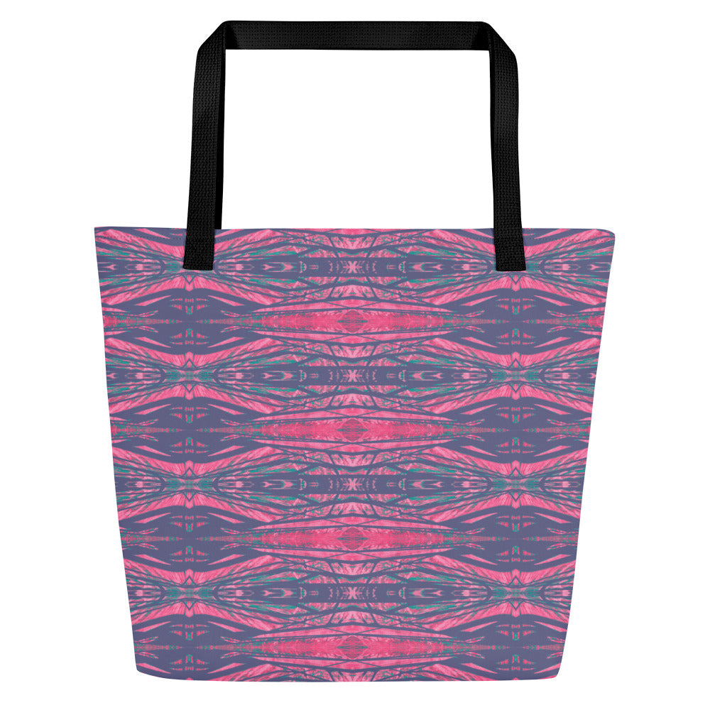 Shadows Gray On Pink Large Tote Bag With Pocket Triboca Arts