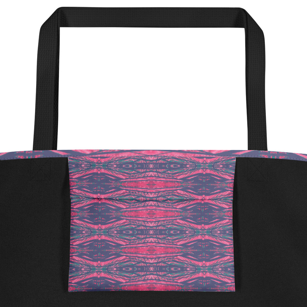 Shadows Gray On Pink Large Tote Bag With Pocket Triboca Arts   