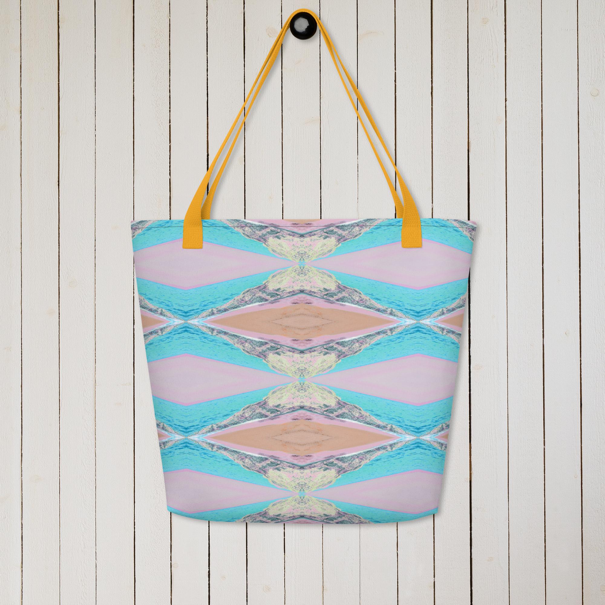 Point Aqua Large Tote Bag With Pocket Triboca Arts Default Title