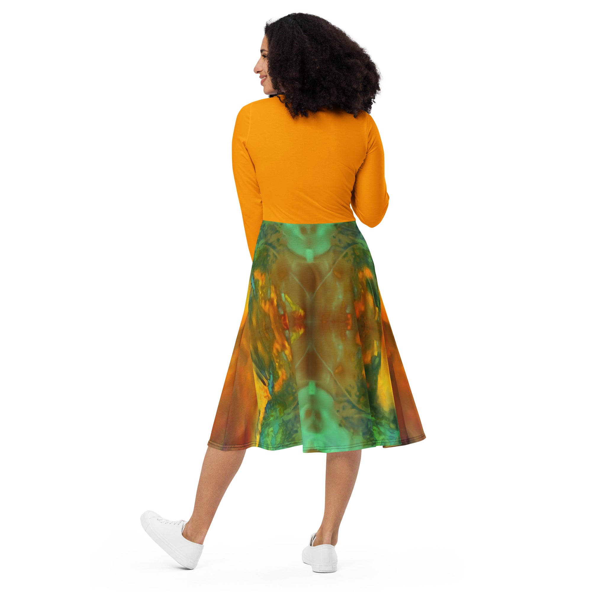 Gold Canyon Long-Sleeve Midi Dress Triboca Arts