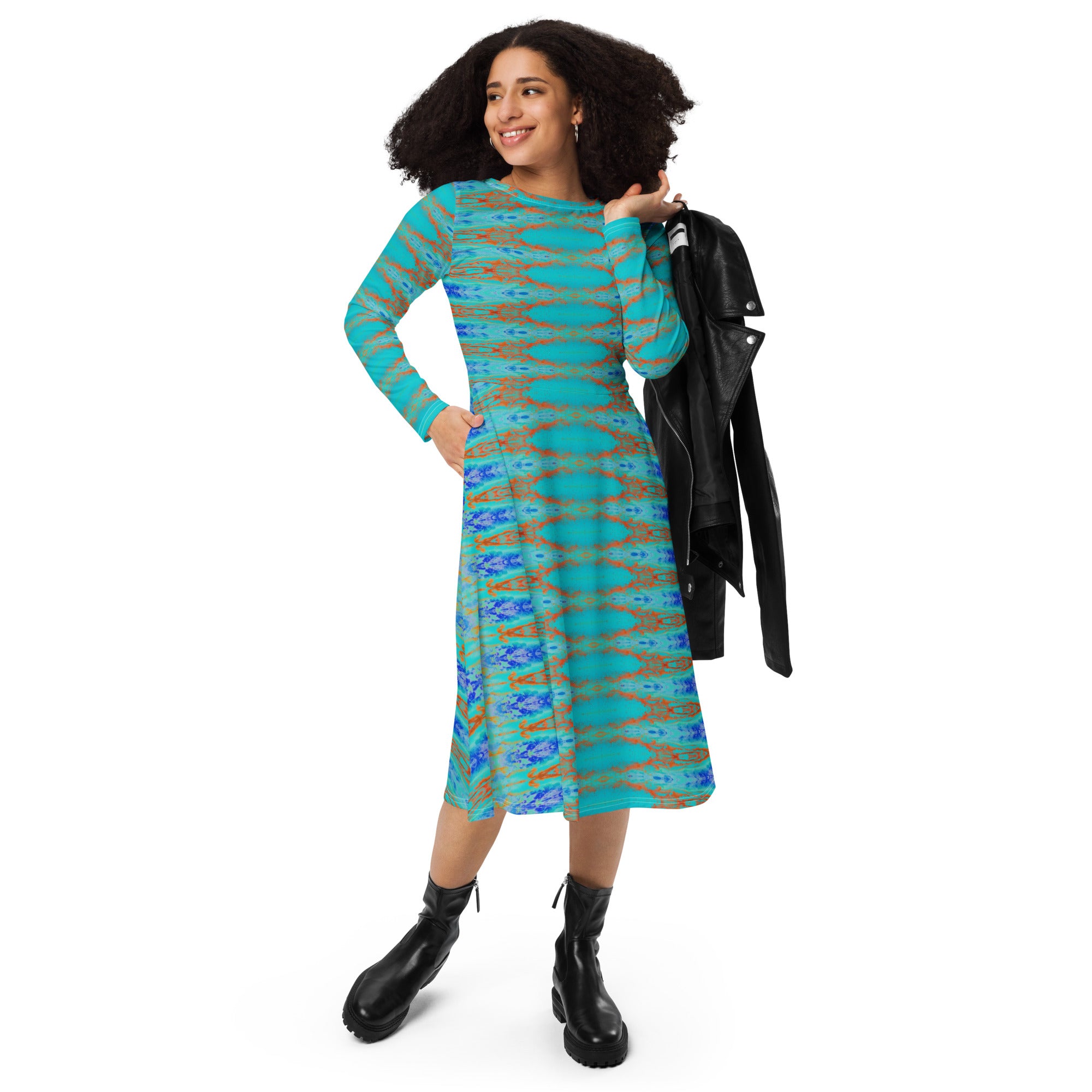 Micro Shorebreak Long-Sleeve Midi Dress Triboca Arts 2XS