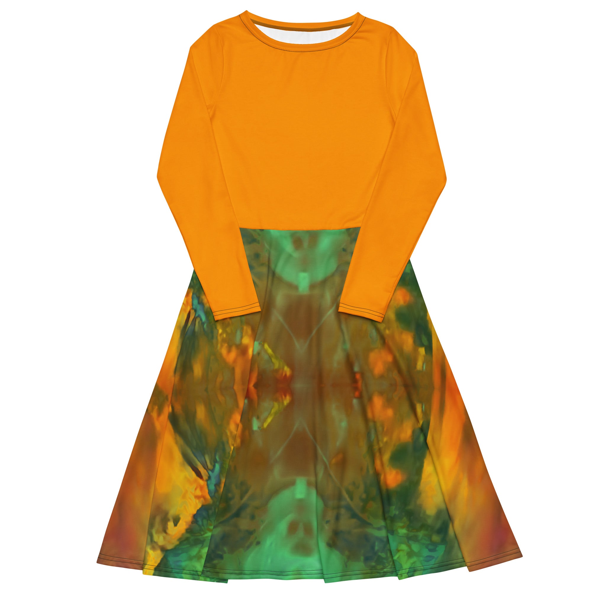 Gold Canyon Long-Sleeve Midi Dress Triboca Arts