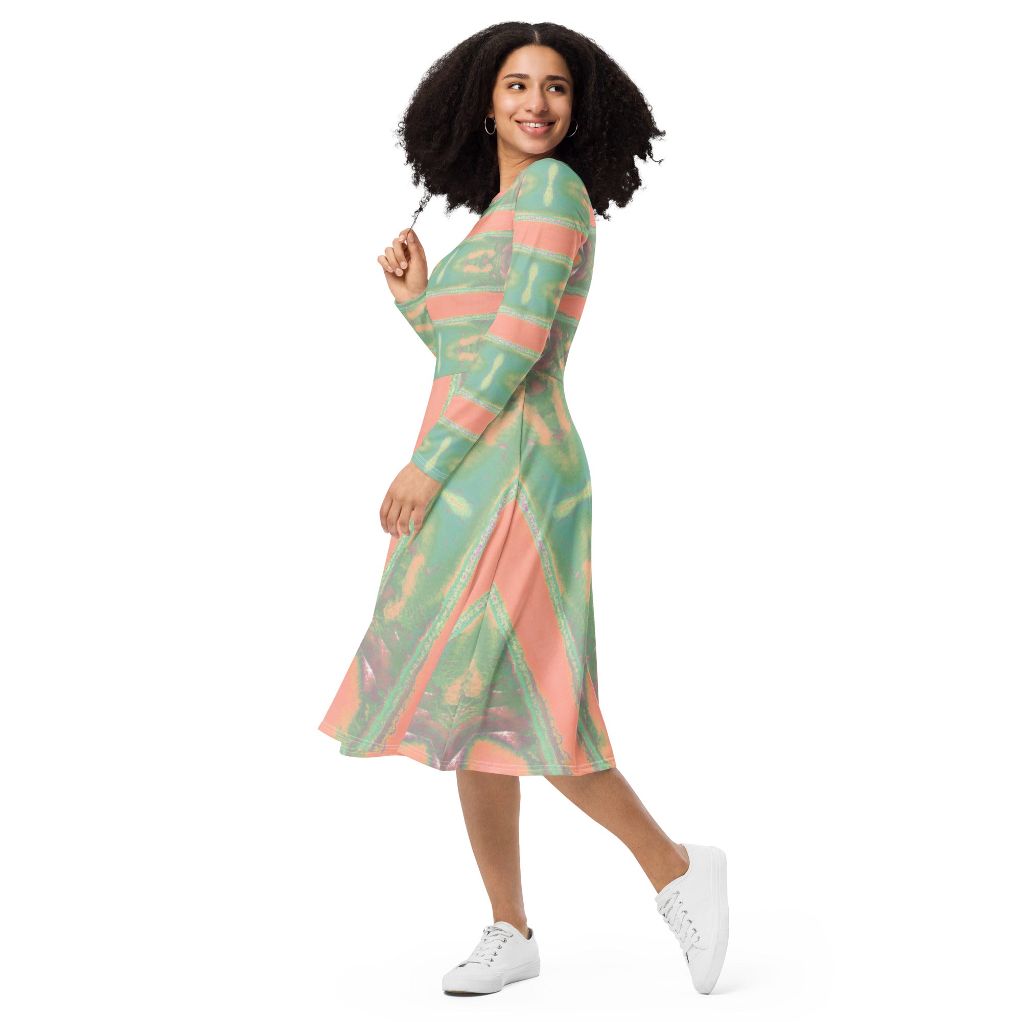 Bay Jetties Long-Sleeve Midi Dress Triboca Arts