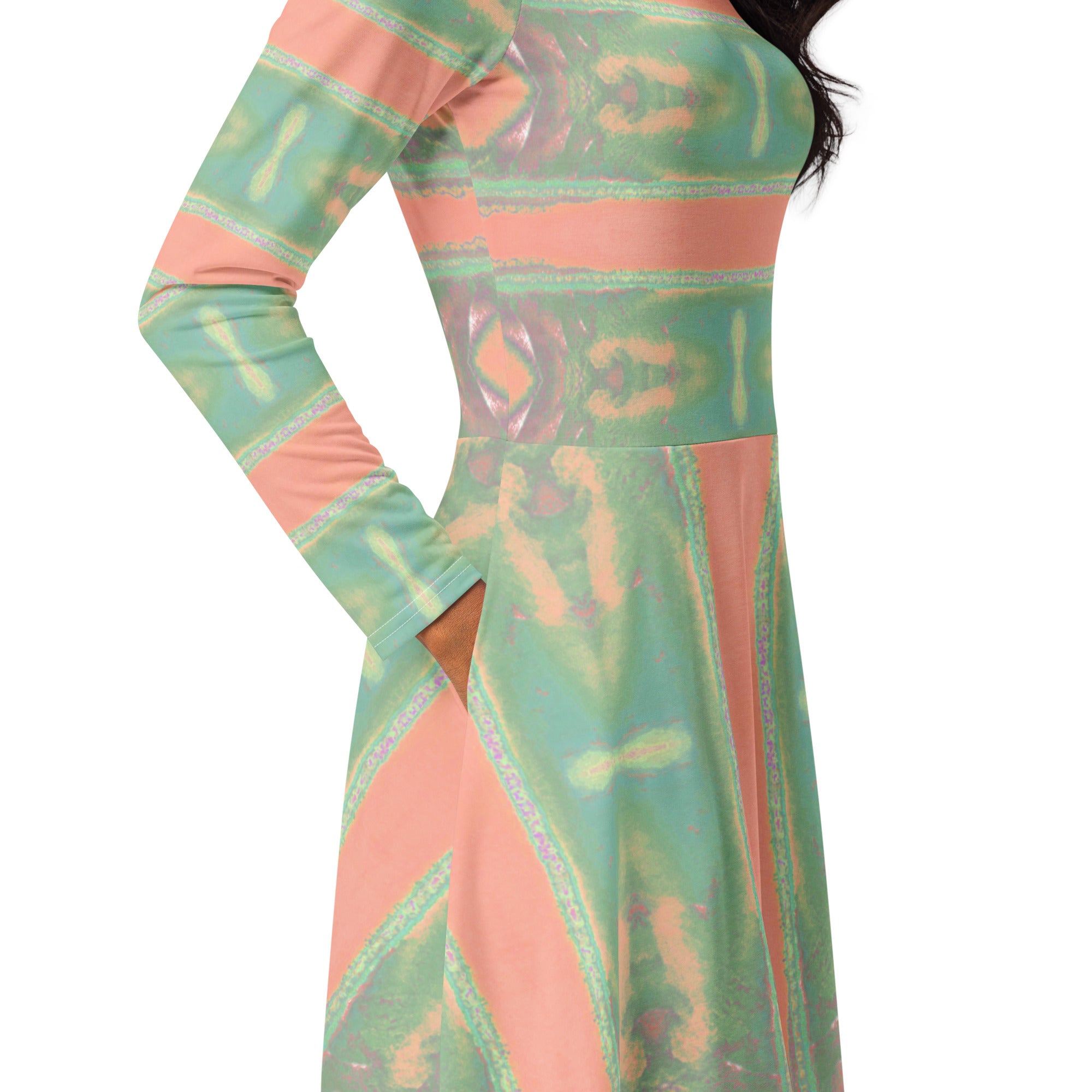 Bay Jetties Long-Sleeve Midi Dress Triboca Arts
