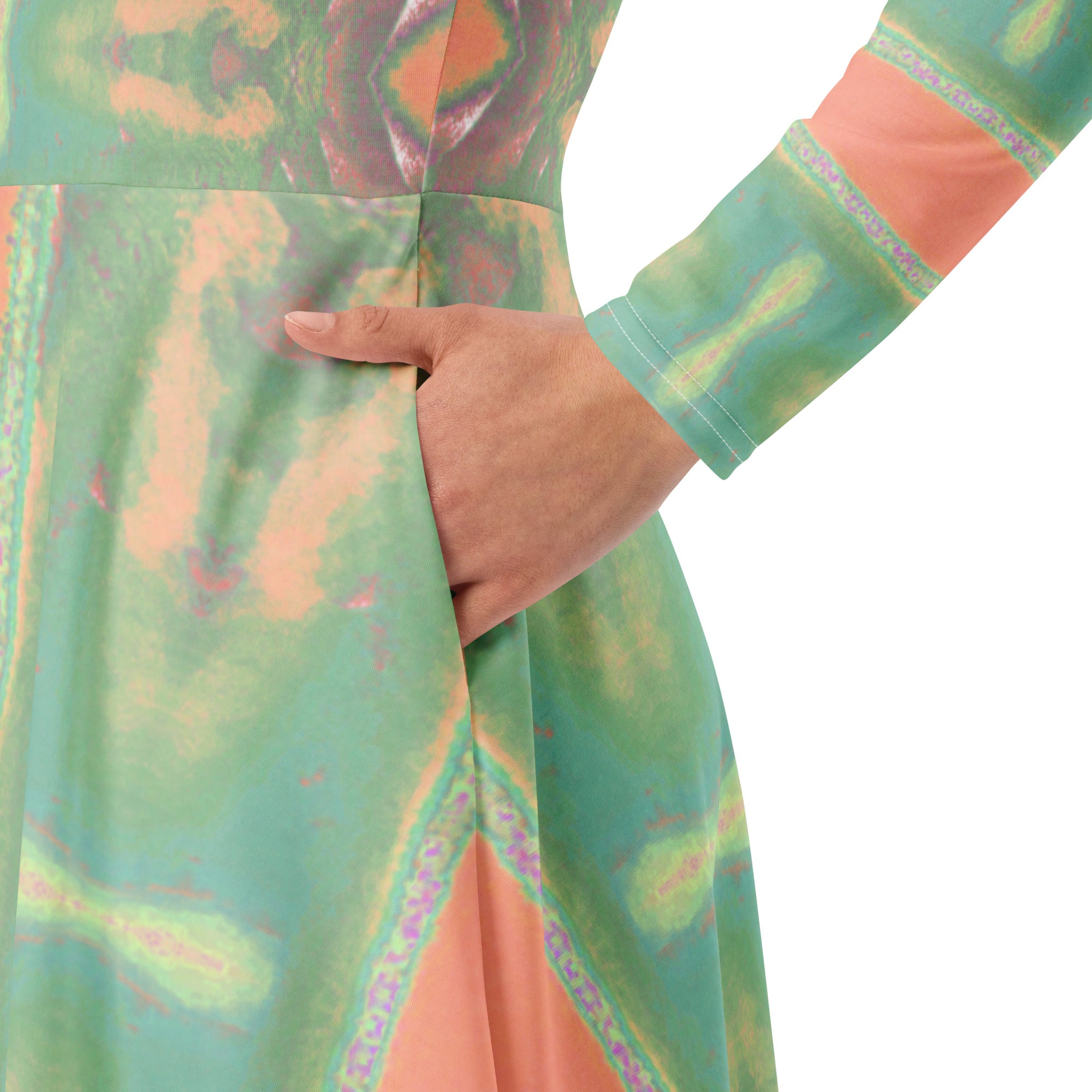 Bay Jetties Long-Sleeve Midi Dress Triboca Arts