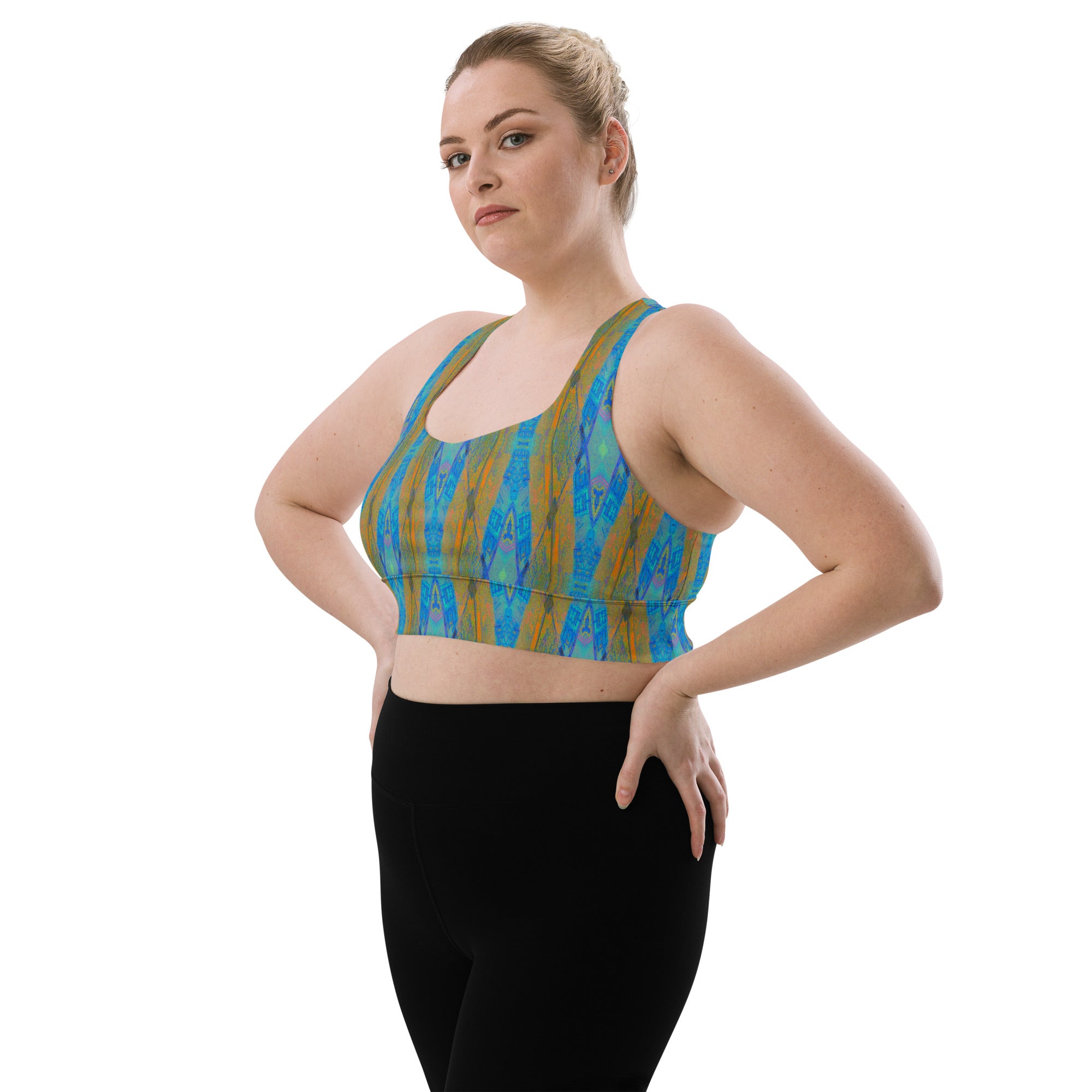 Texas Turquoise Longline Sports Bra Triboca Arts