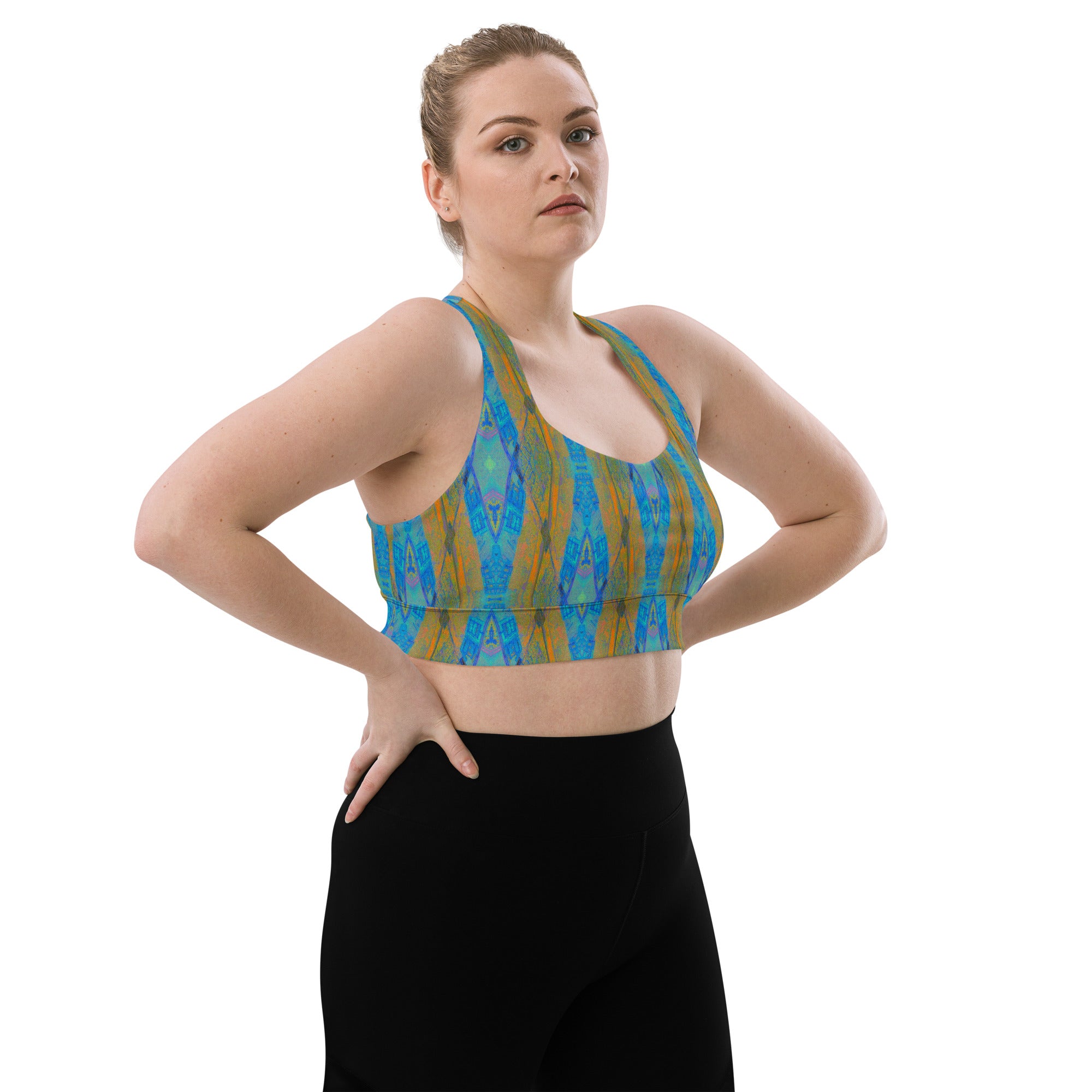 Texas Turquoise Longline Sports Bra Triboca Arts