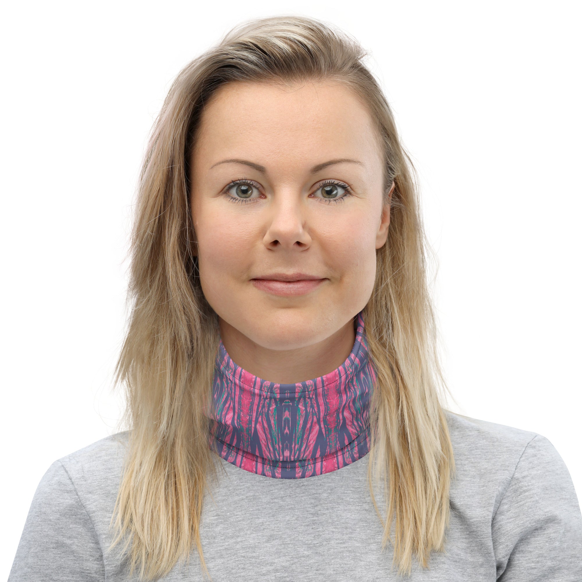 Shadows Gray On Pink Neck Gaiter Triboca Arts
