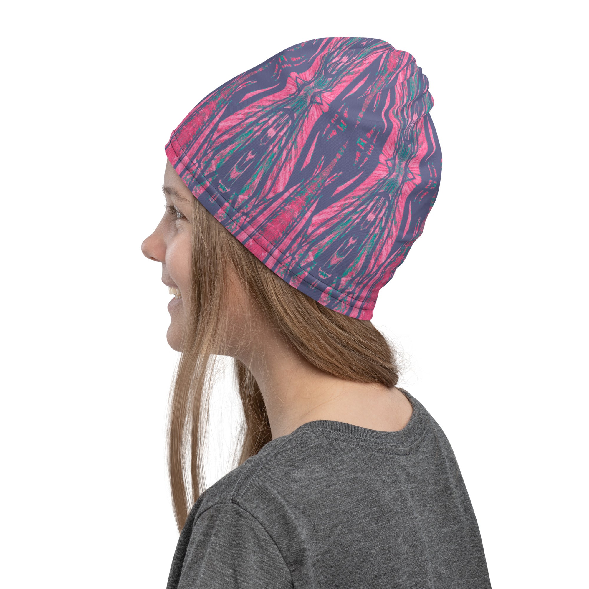 Shadows Gray On Pink Neck Gaiter Triboca Arts