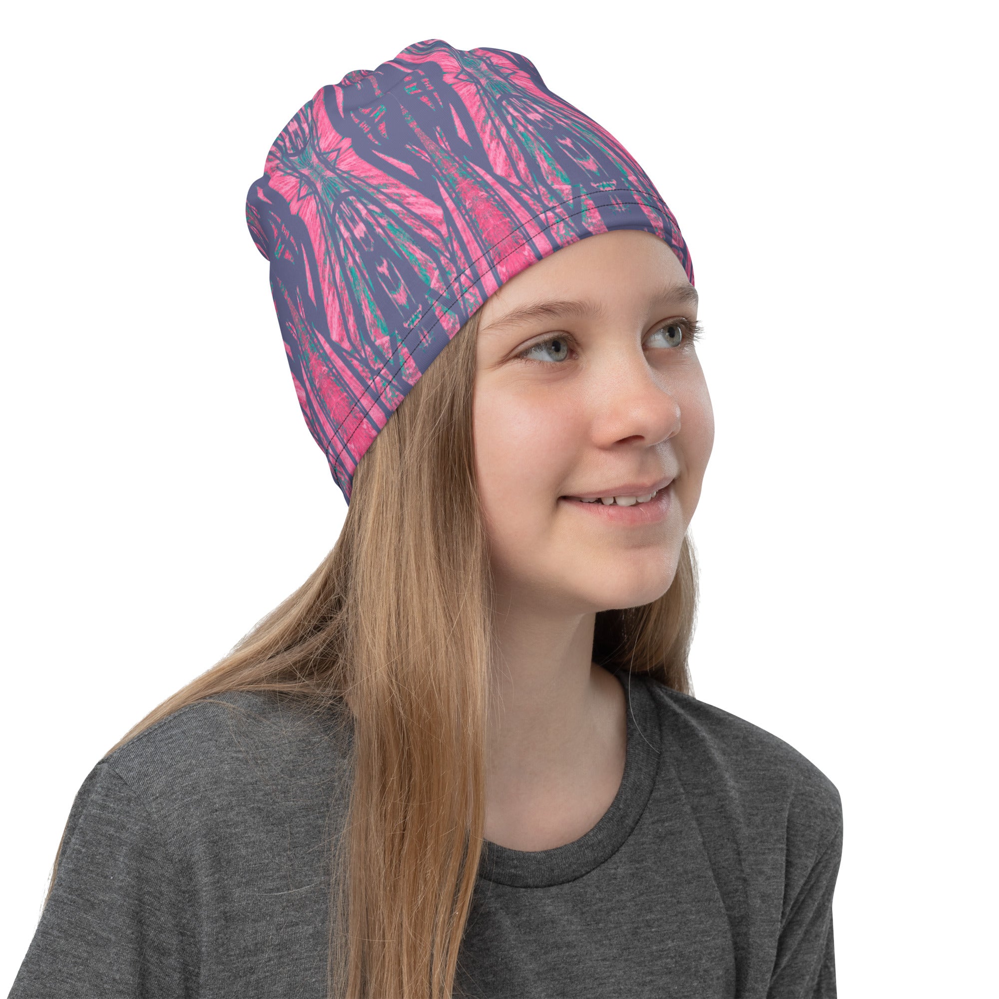 Shadows Gray On Pink Neck Gaiter Triboca Arts