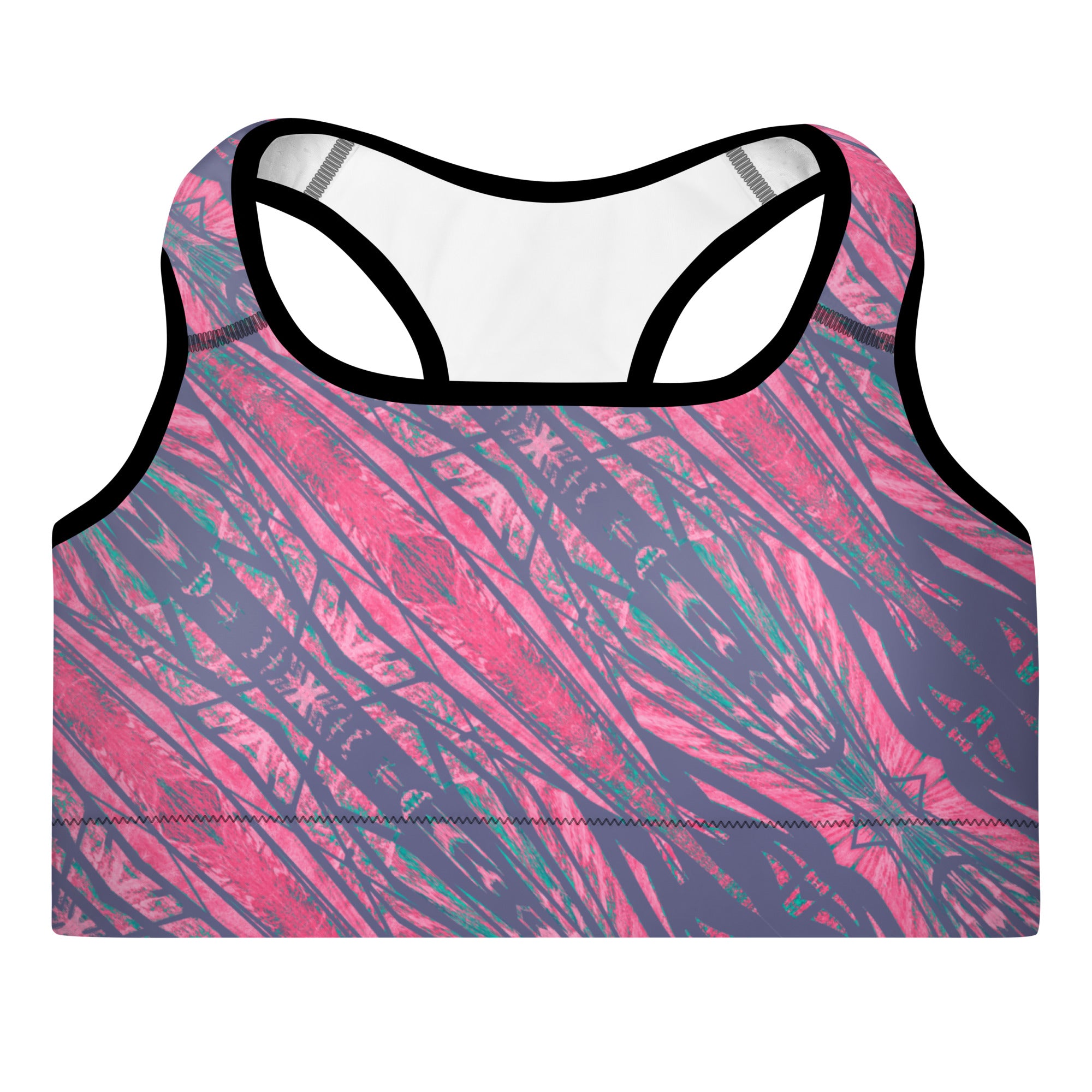 Shadows Gray On Pink Padded Sports Bra Triboca Arts