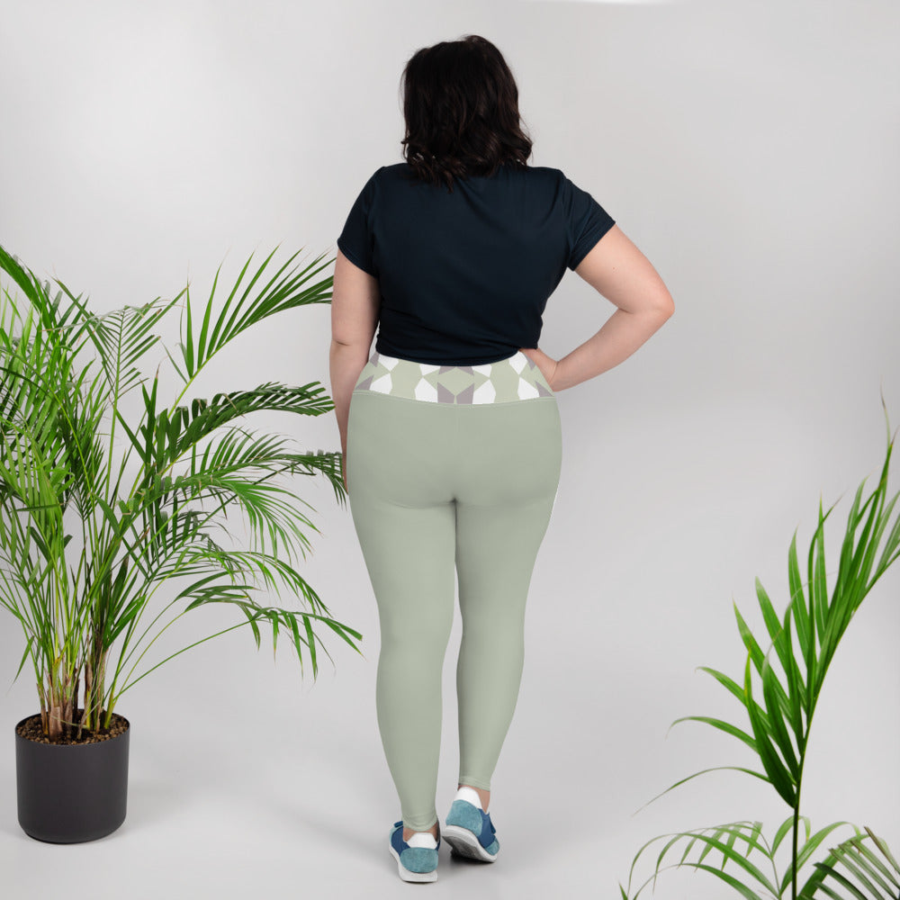 Gulf Shore Solid Color With Printed Waistband Plus Size Leggings Triboca Arts