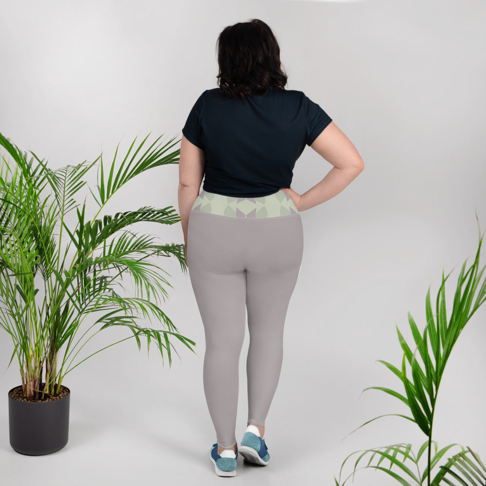 Gulf Shore Solid Color With Printed Waistband Plus Size Leggings Triboca Arts