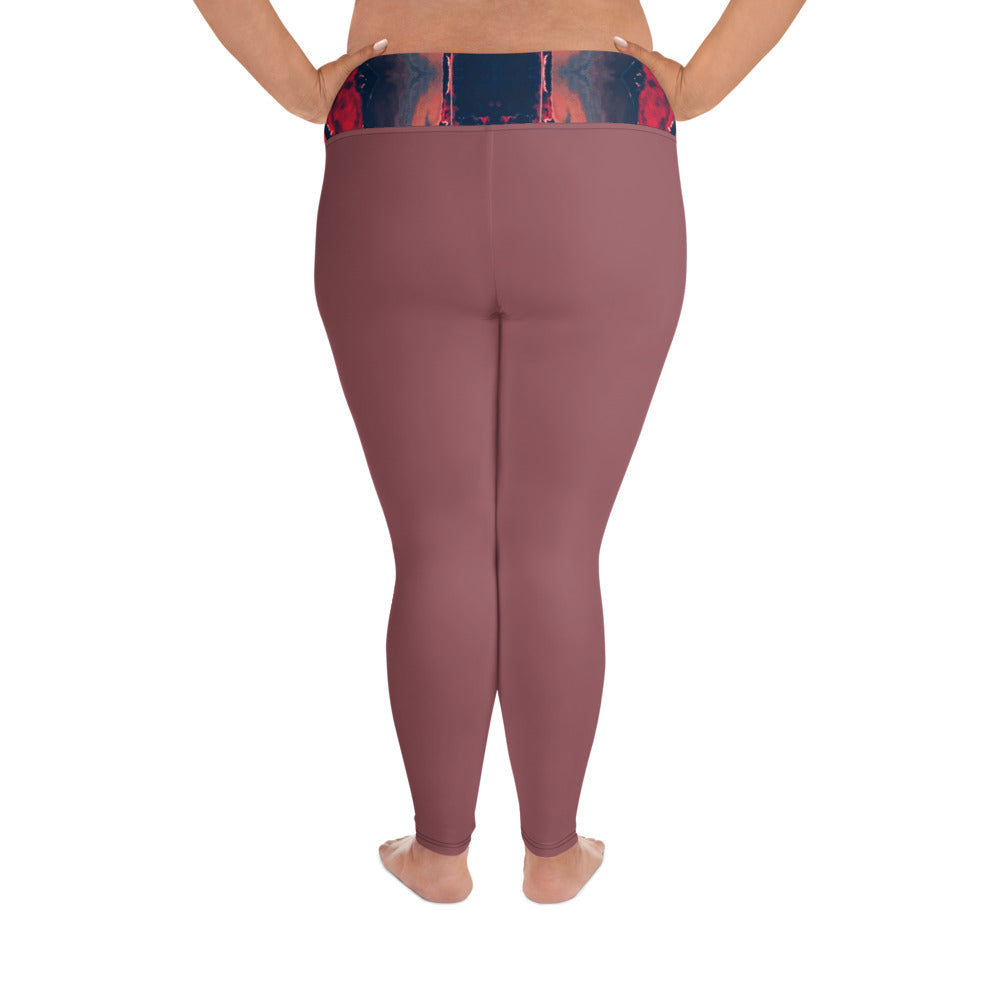 Gulf Shore Solid Color With Printed Waistband Plus Size Leggings Triboca Arts