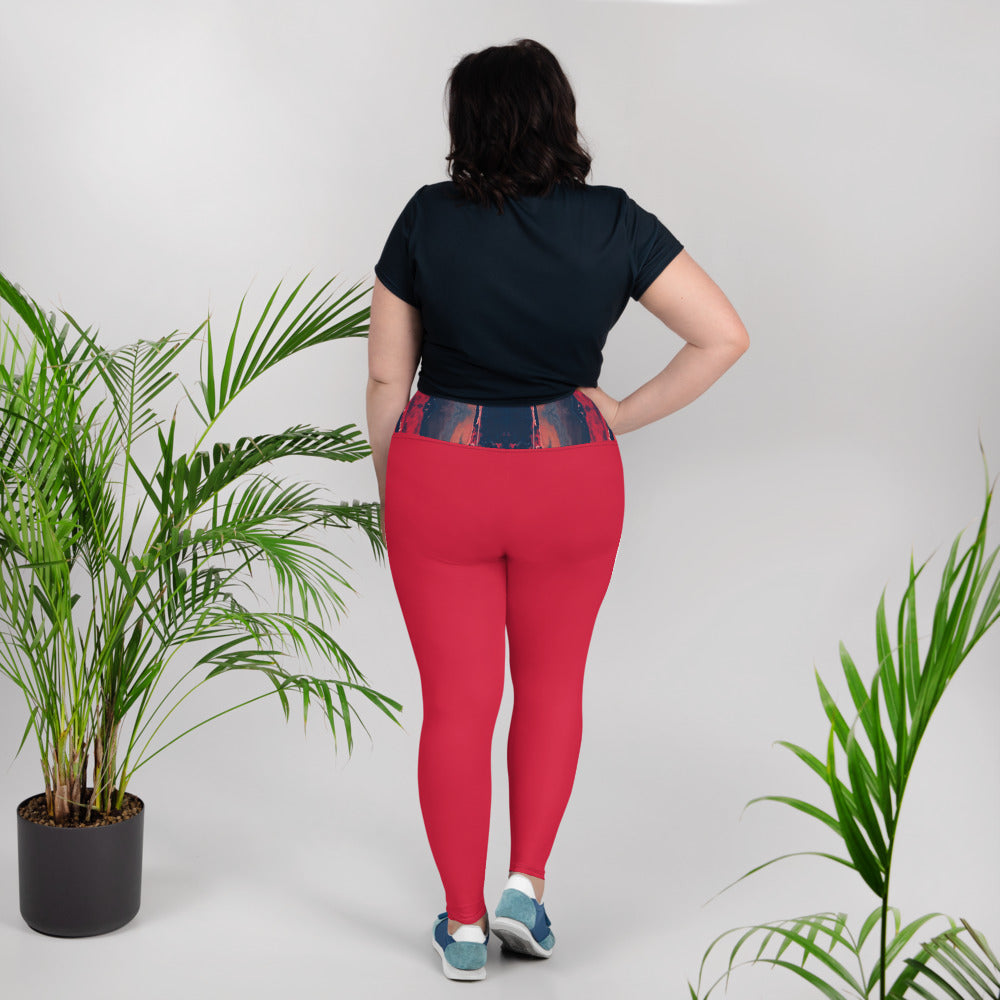 Gulf Shore Solid Color With Printed Waistband Plus Size Leggings Triboca Arts
