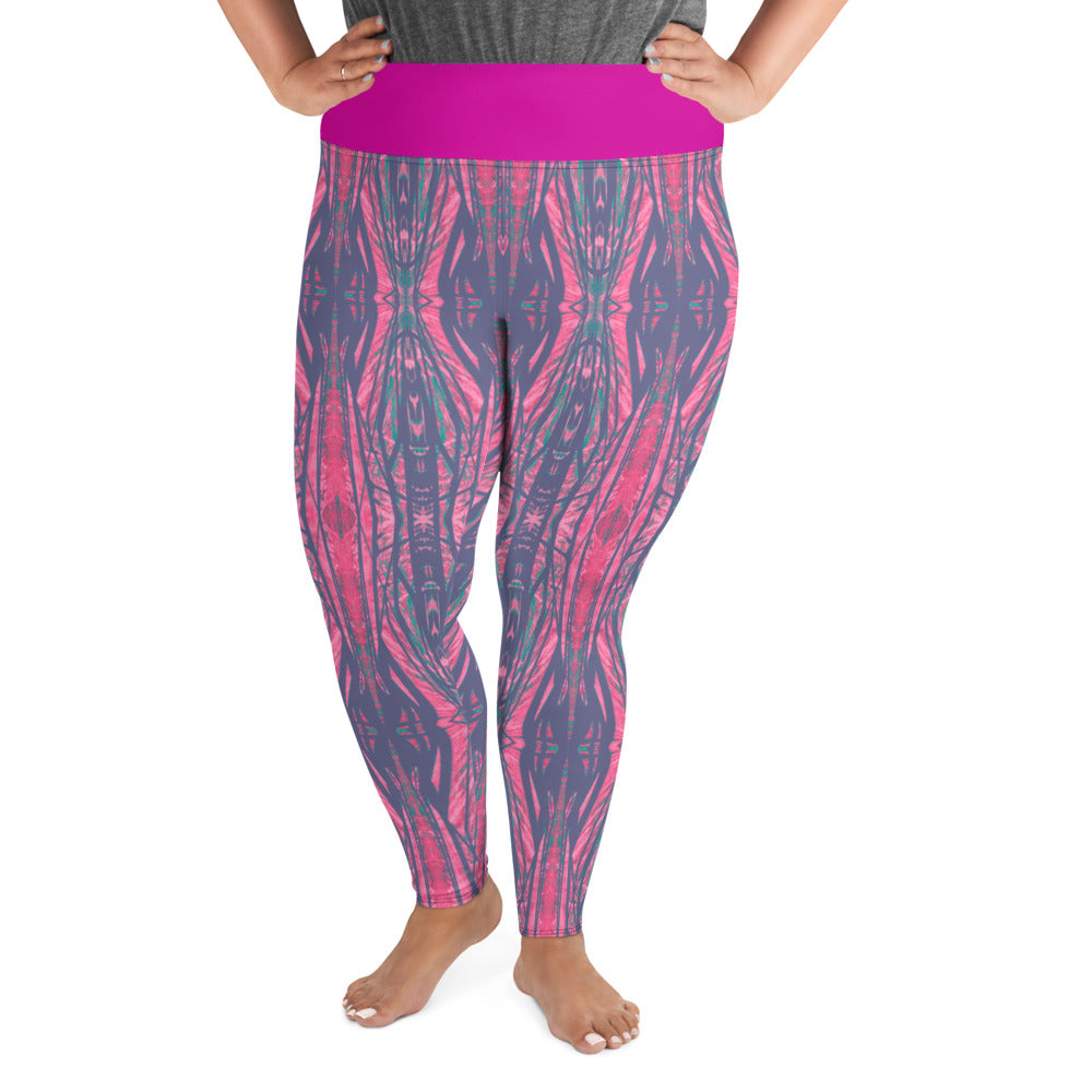 Shadows Gray On Pink Plus Size Leggings Triboca Arts 2XL