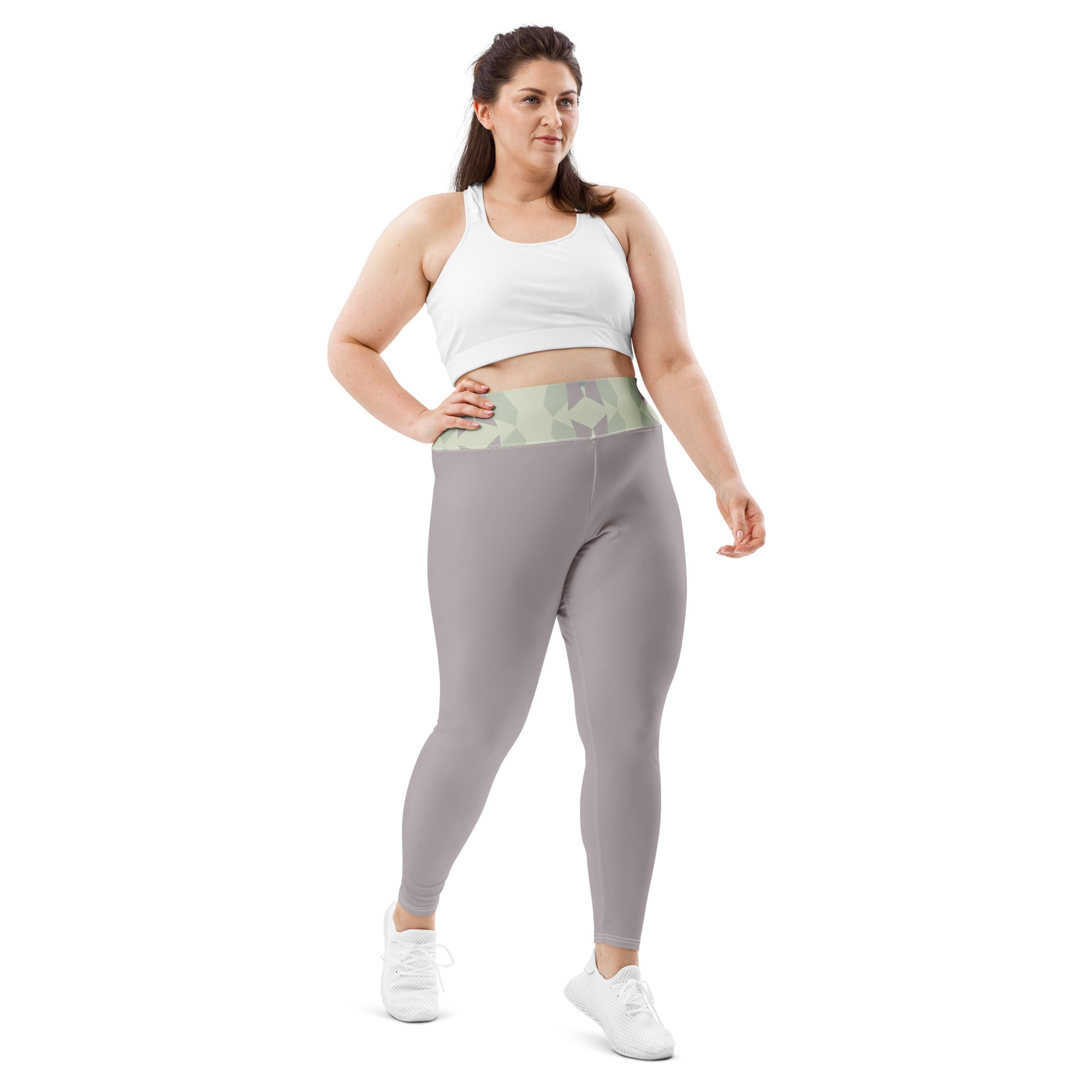 Gulf Shore Solid Color With Printed Waistband Plus Size Leggings Triboca Arts 2XL