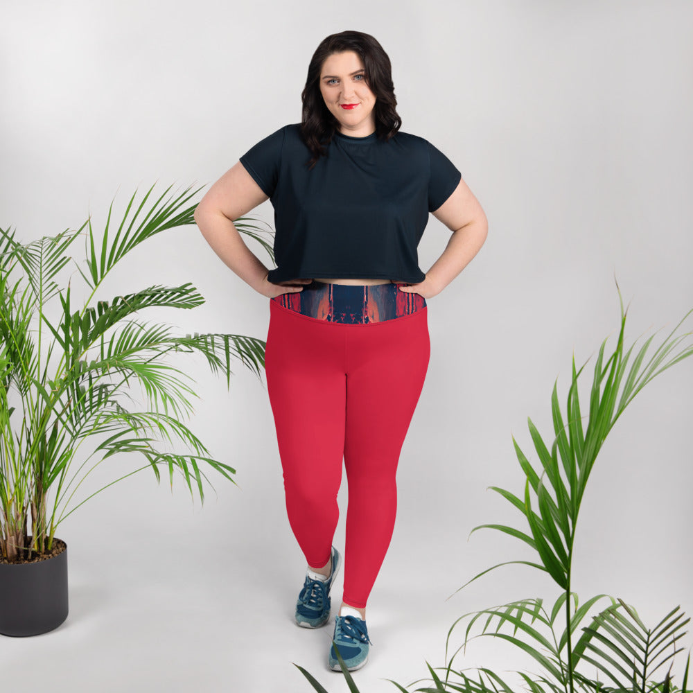 Gulf Shore Solid Color With Printed Waistband Plus Size Leggings Triboca Arts