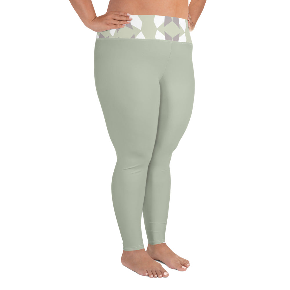 Gulf Shore Solid Color With Printed Waistband Plus Size Leggings Triboca Arts   