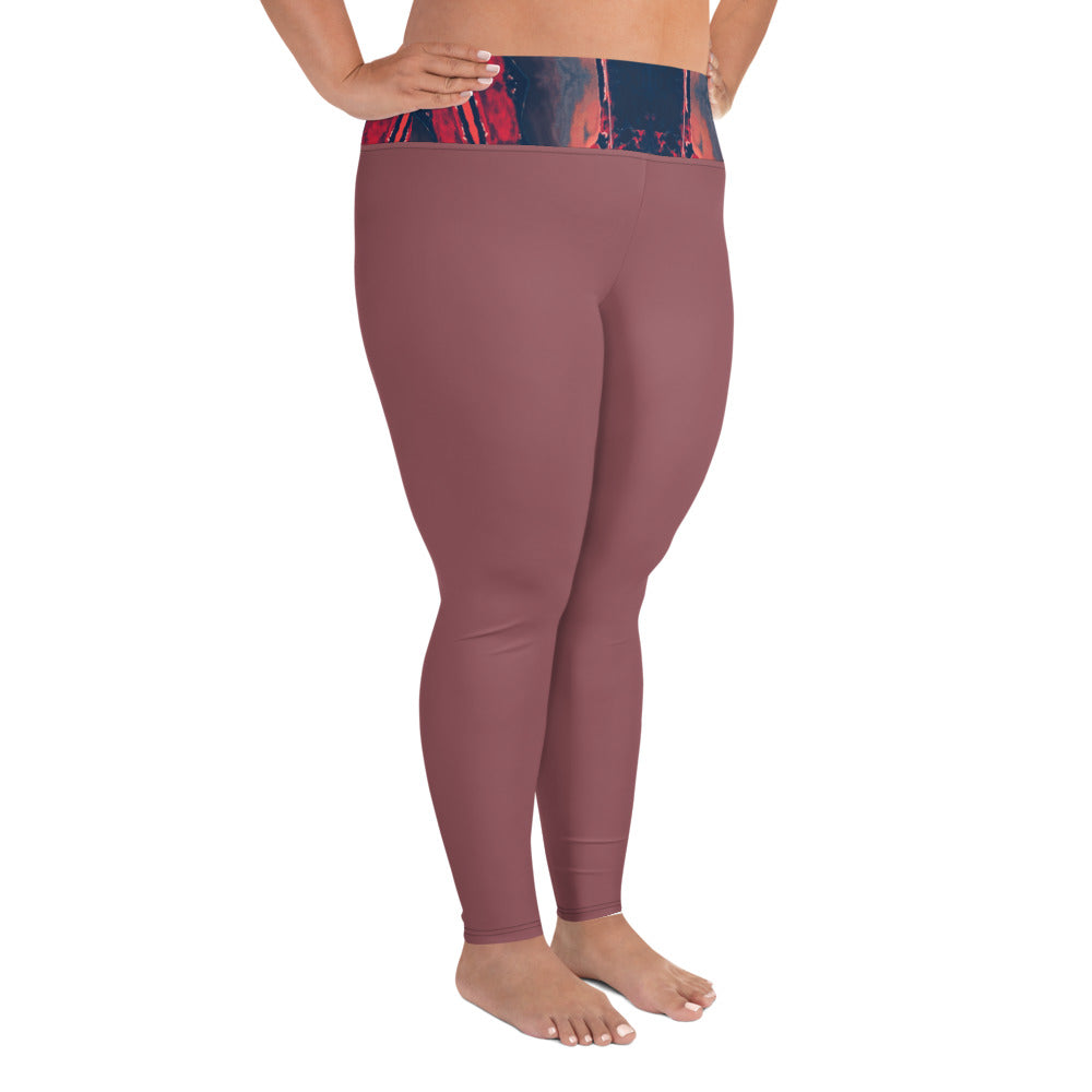 Gulf Shore Solid Color With Printed Waistband Plus Size Leggings Triboca Arts