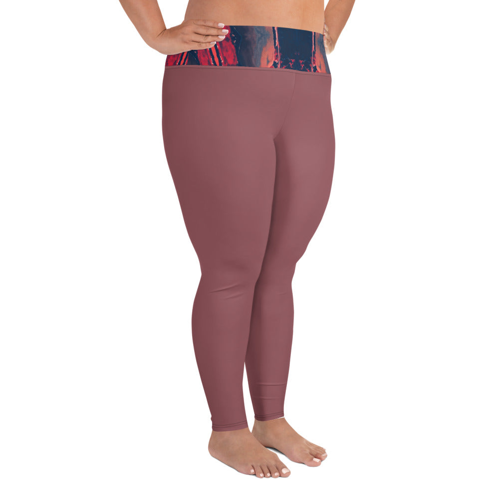 Gulf Shore Solid Color With Printed Waistband Plus Size Leggings Triboca Arts   