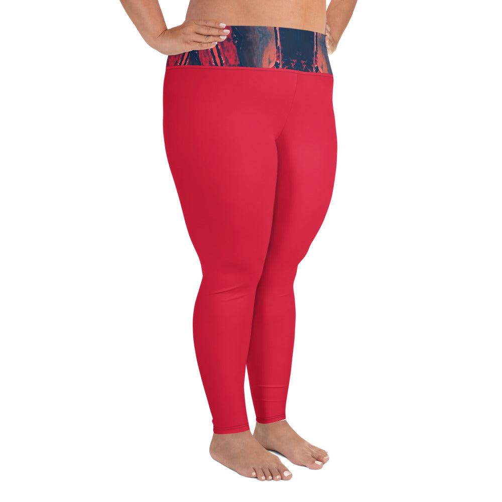 Gulf Shore Solid Color With Printed Waistband Plus Size Leggings Triboca Arts
