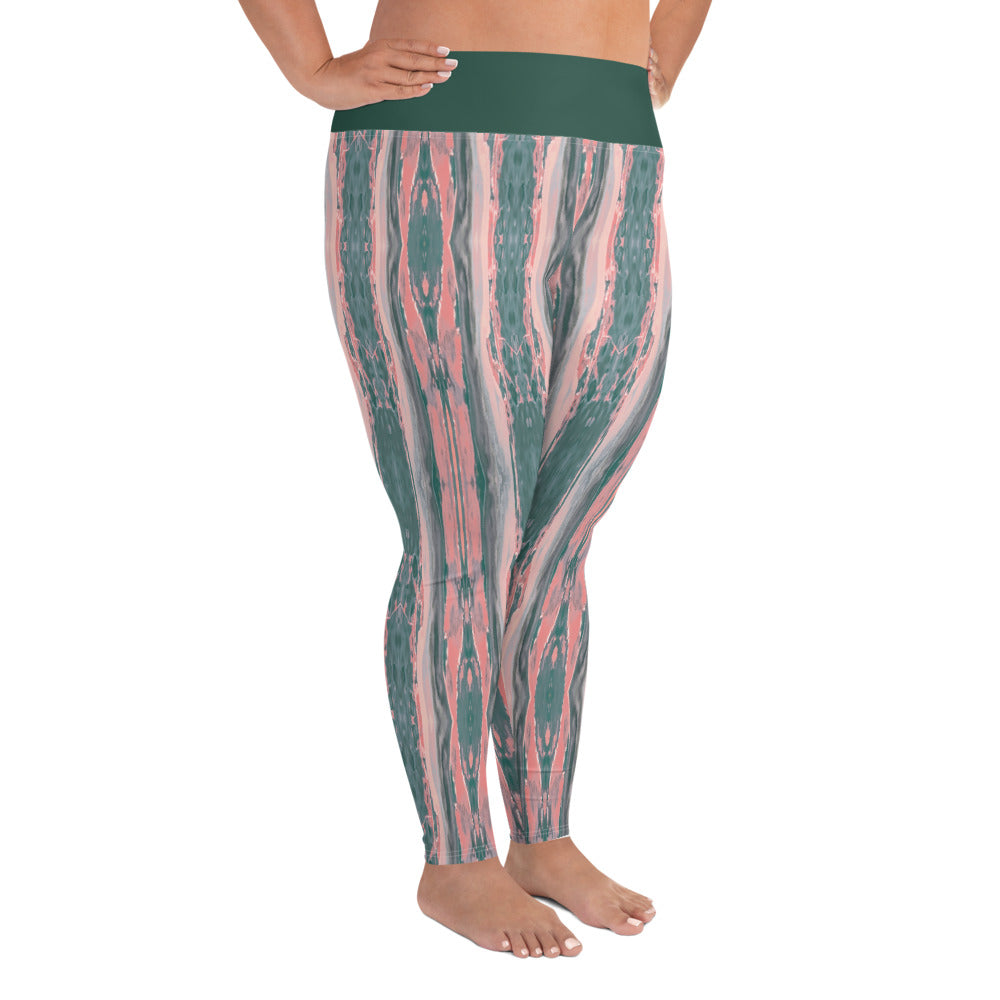Gulf Shore Solid Color With Printed Waistband Plus Size Leggings Triboca Arts