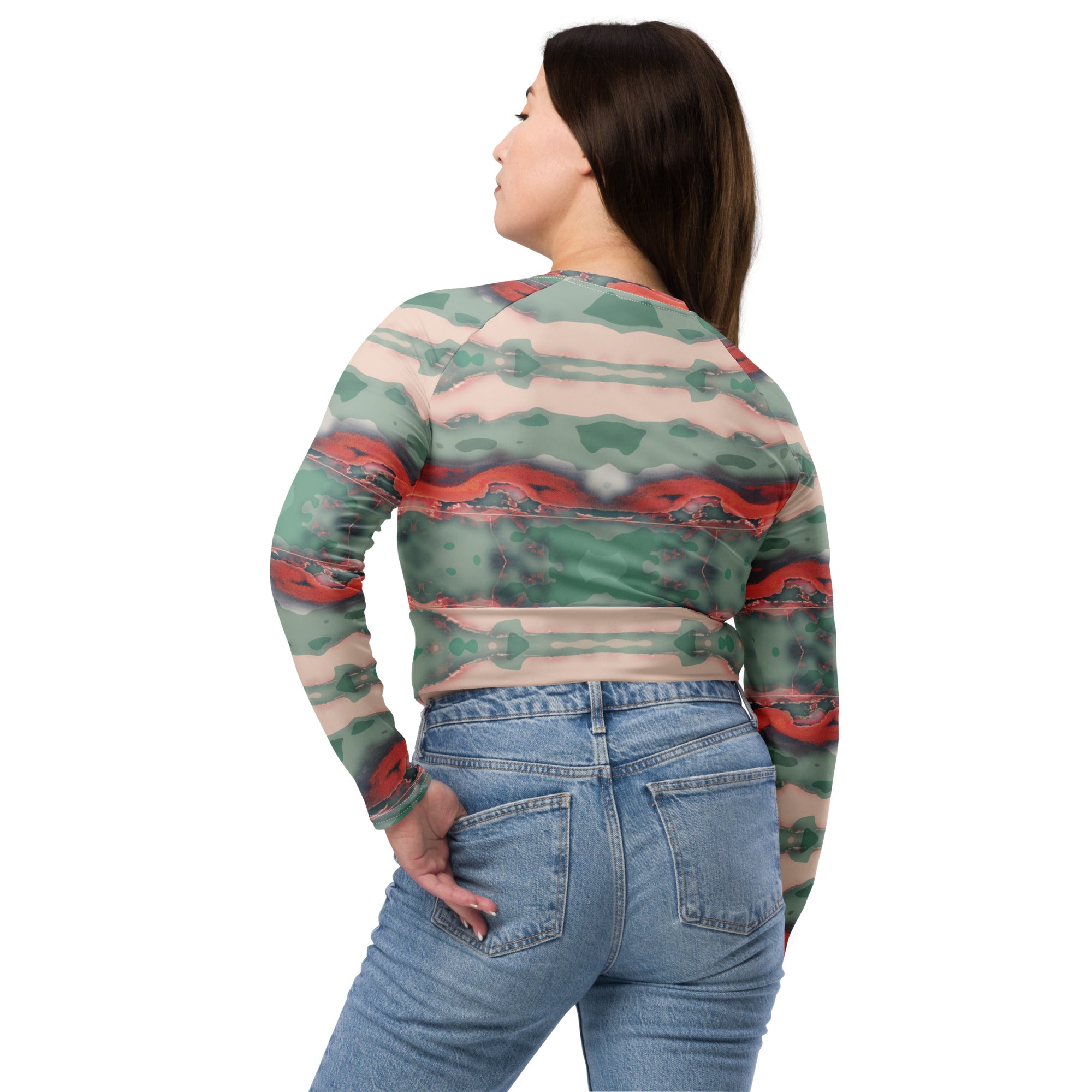Gulf Shore Eco-Friendly Long-Sleeve Crop Top Triboca Arts