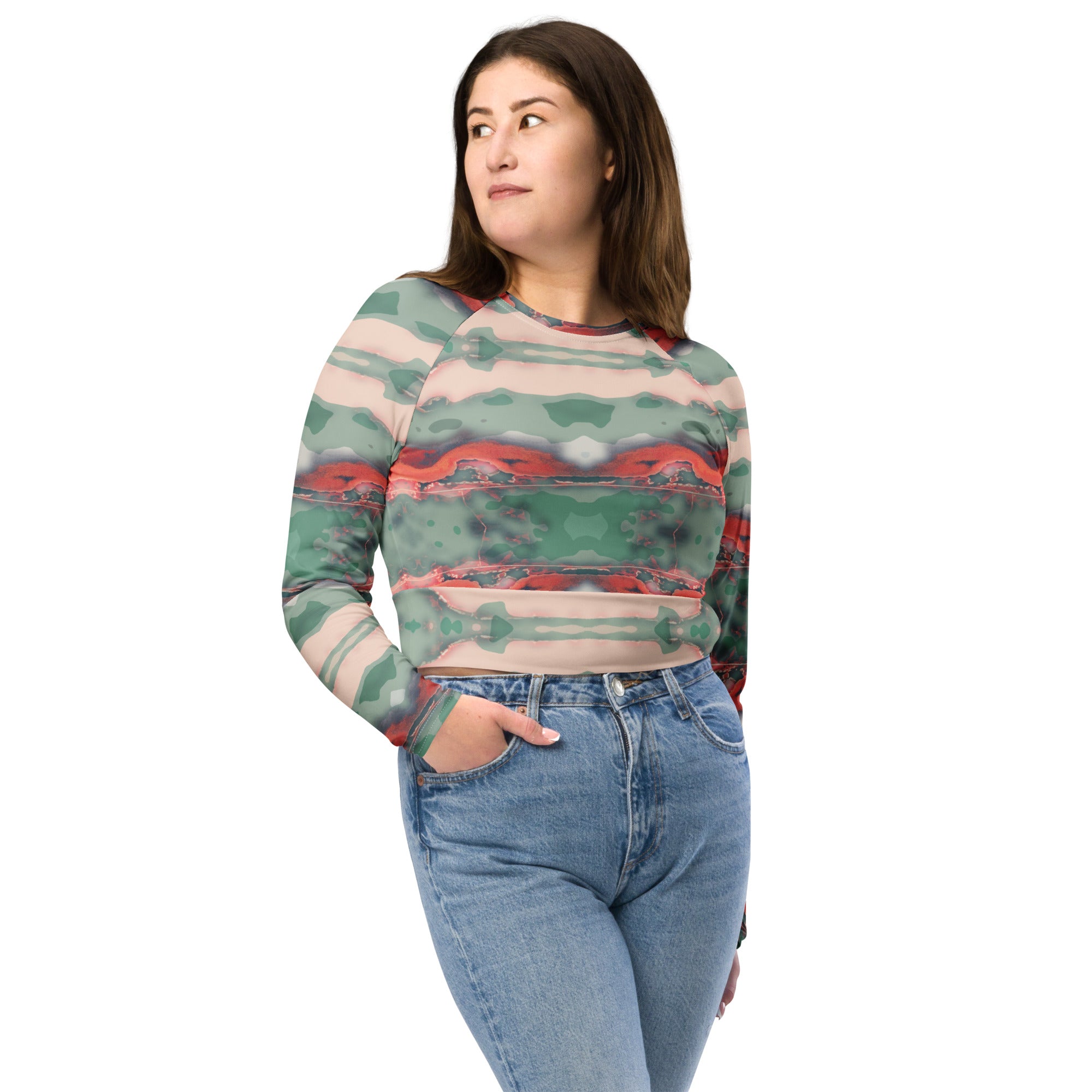 Gulf Shore Eco-Friendly Long-Sleeve Crop Top Triboca Arts 2XS