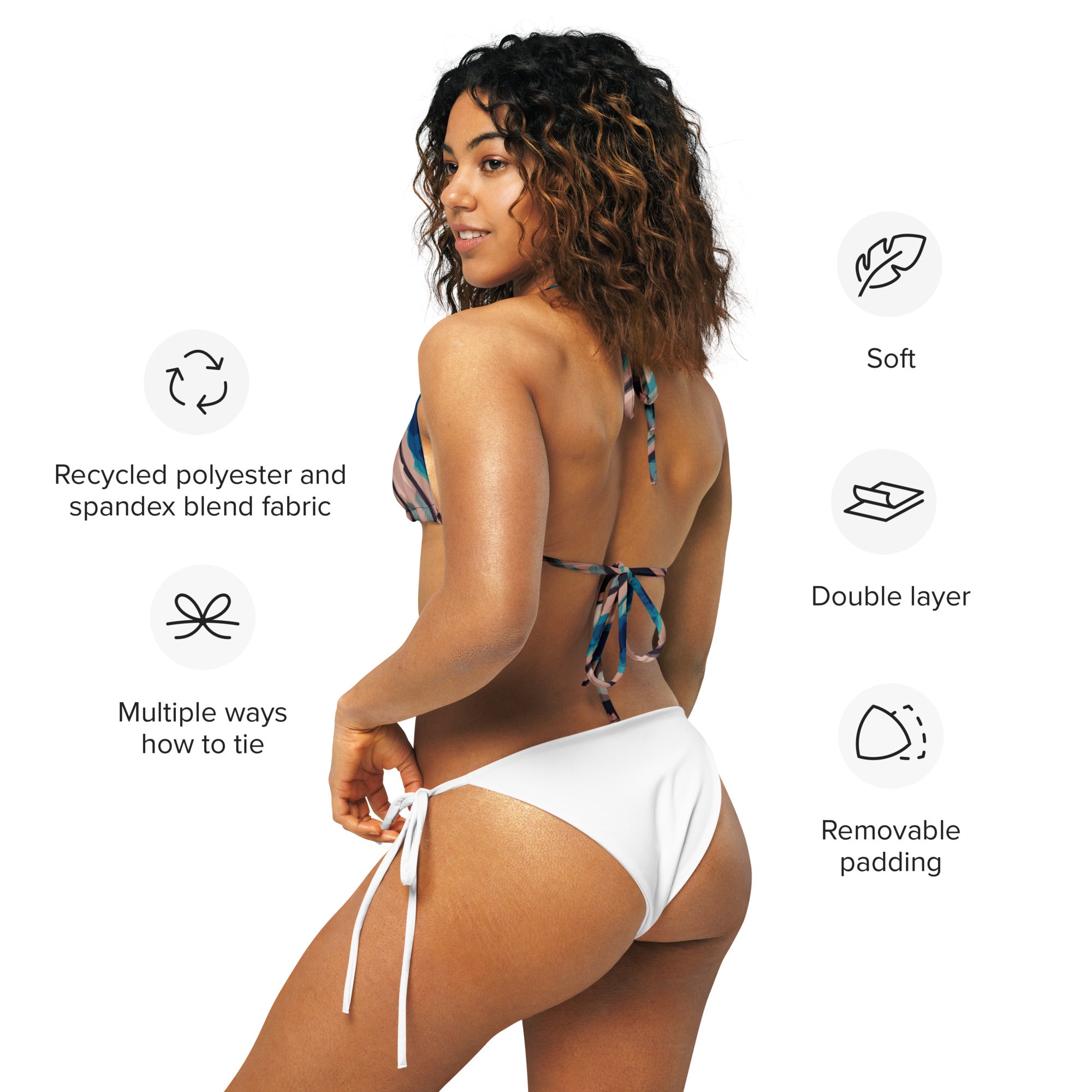 Bay Jetties Eco-Friendly Padded String Bikini Top Triboca Arts