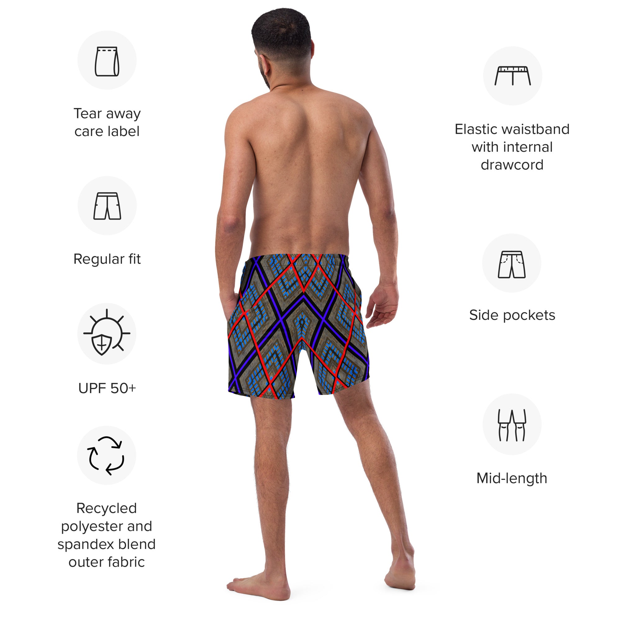 Skylights Men's Eco-Friendly Swim Trunks Triboca Arts