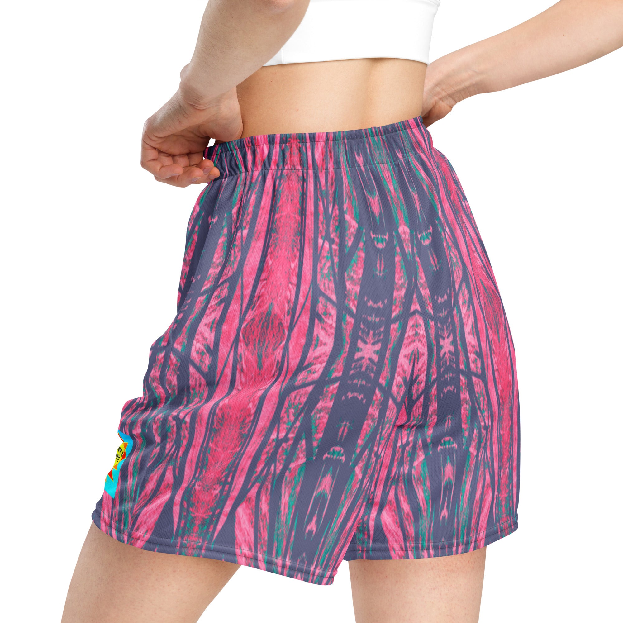 Shadows Gray On Pink Women's Eco-Friendly Mesh Shorts Triboca Arts