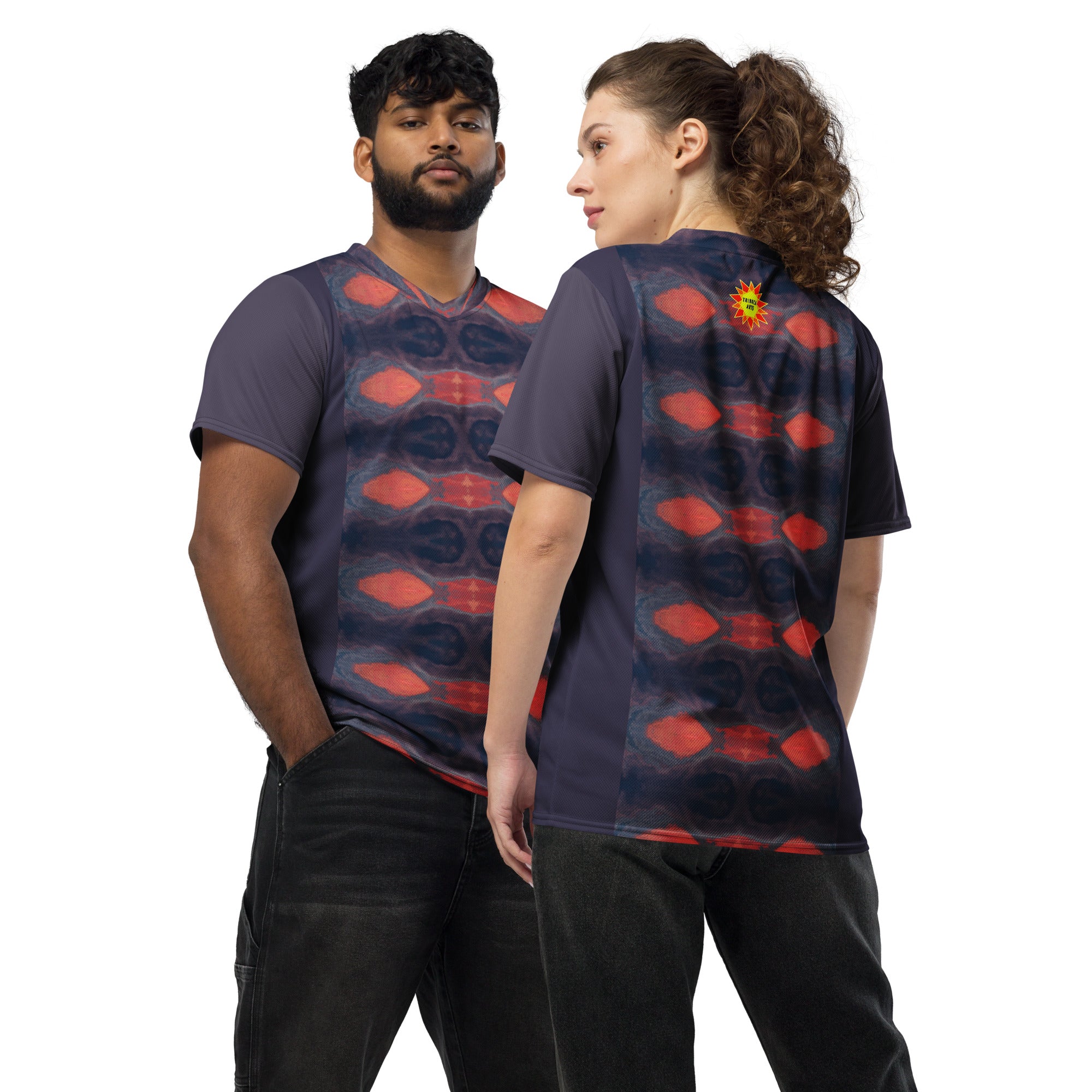 Gulf Shore Orange & Purple Unisex Eco-Friendly Sports Jersey Triboca Arts