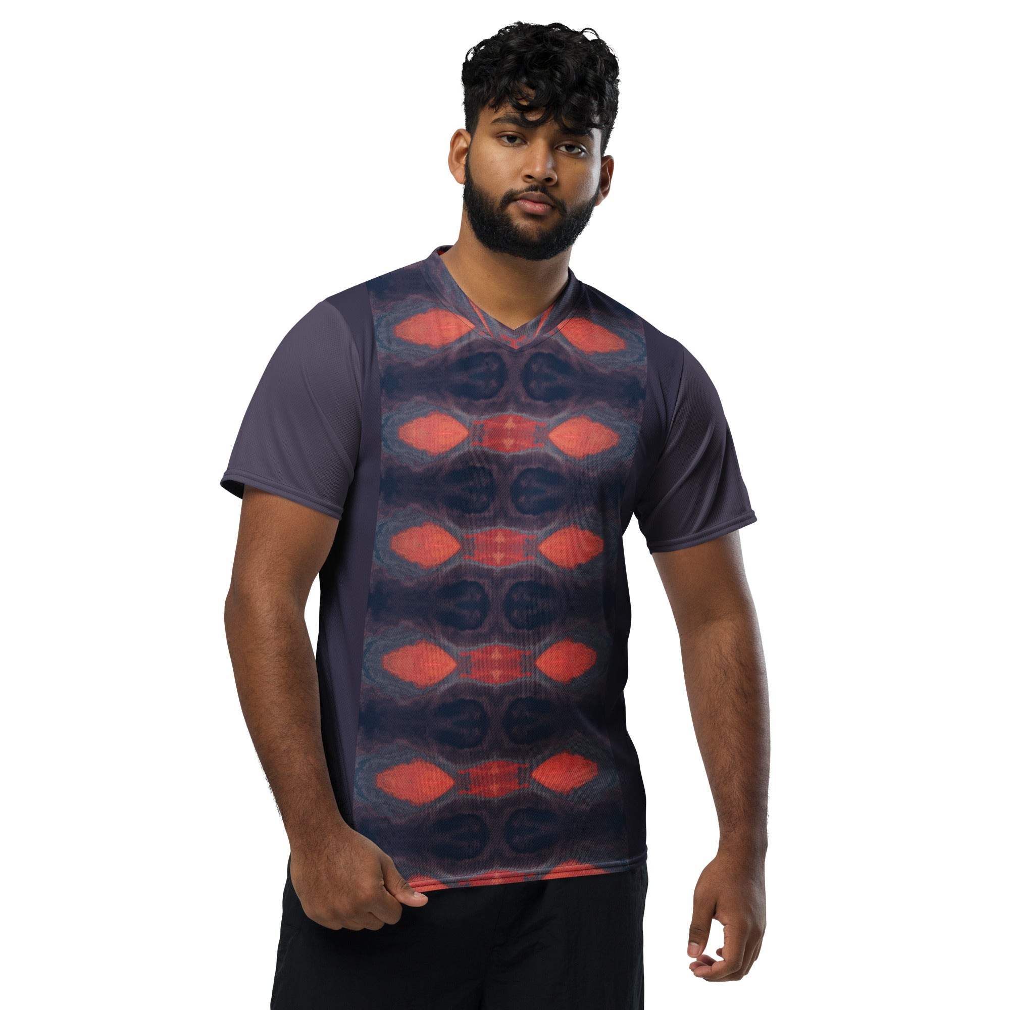 Gulf Shore Orange & Purple Unisex Eco-Friendly Sports Jersey Triboca Arts
