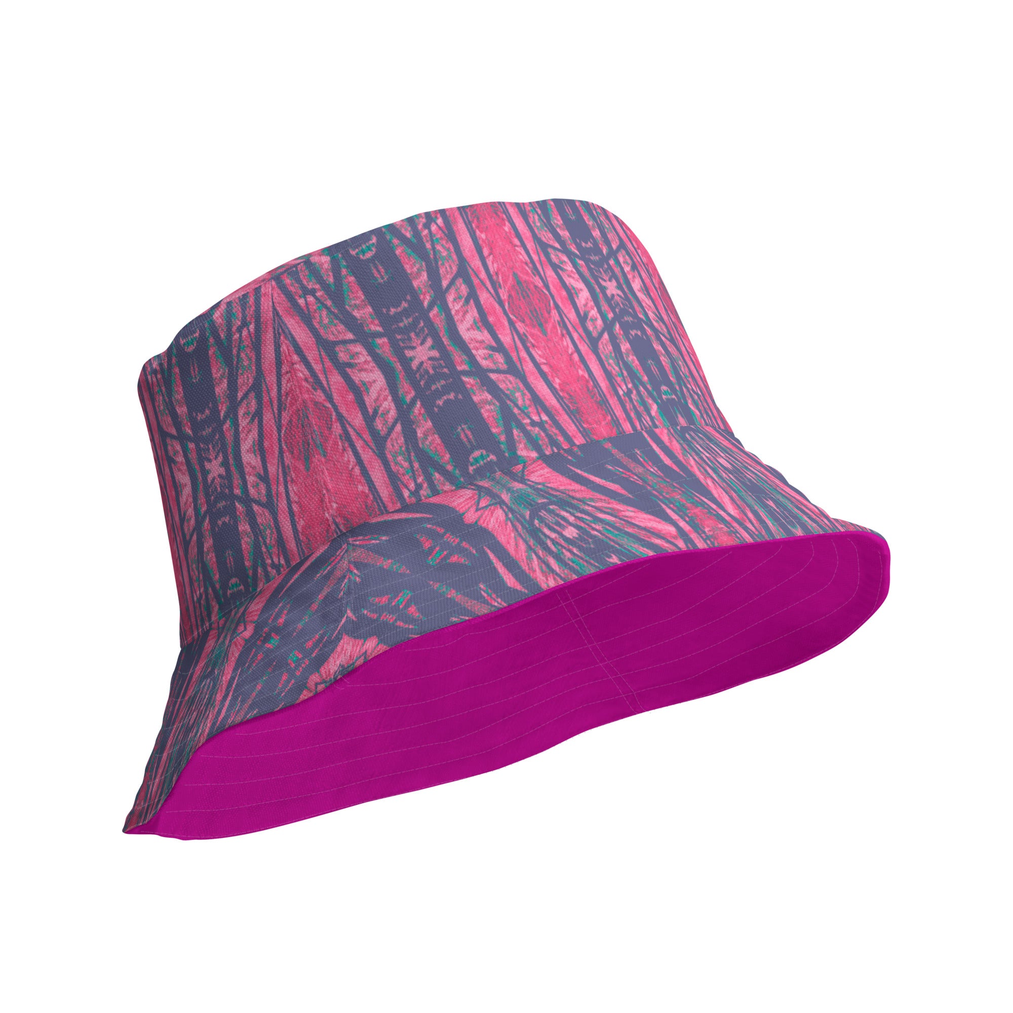 Shadows Gray On Pink Reversible Bucket Hat Triboca Arts   