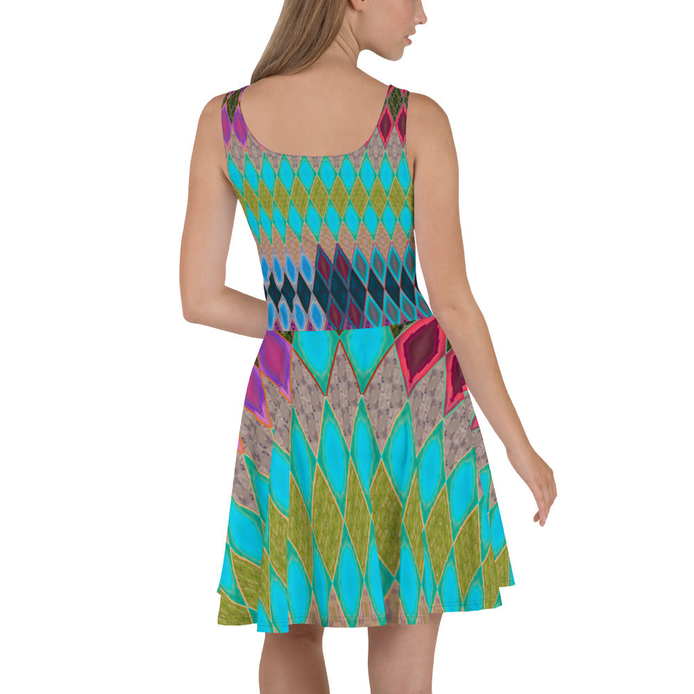 Desert Diamonds Sleeveless Skater Dress Triboca Arts