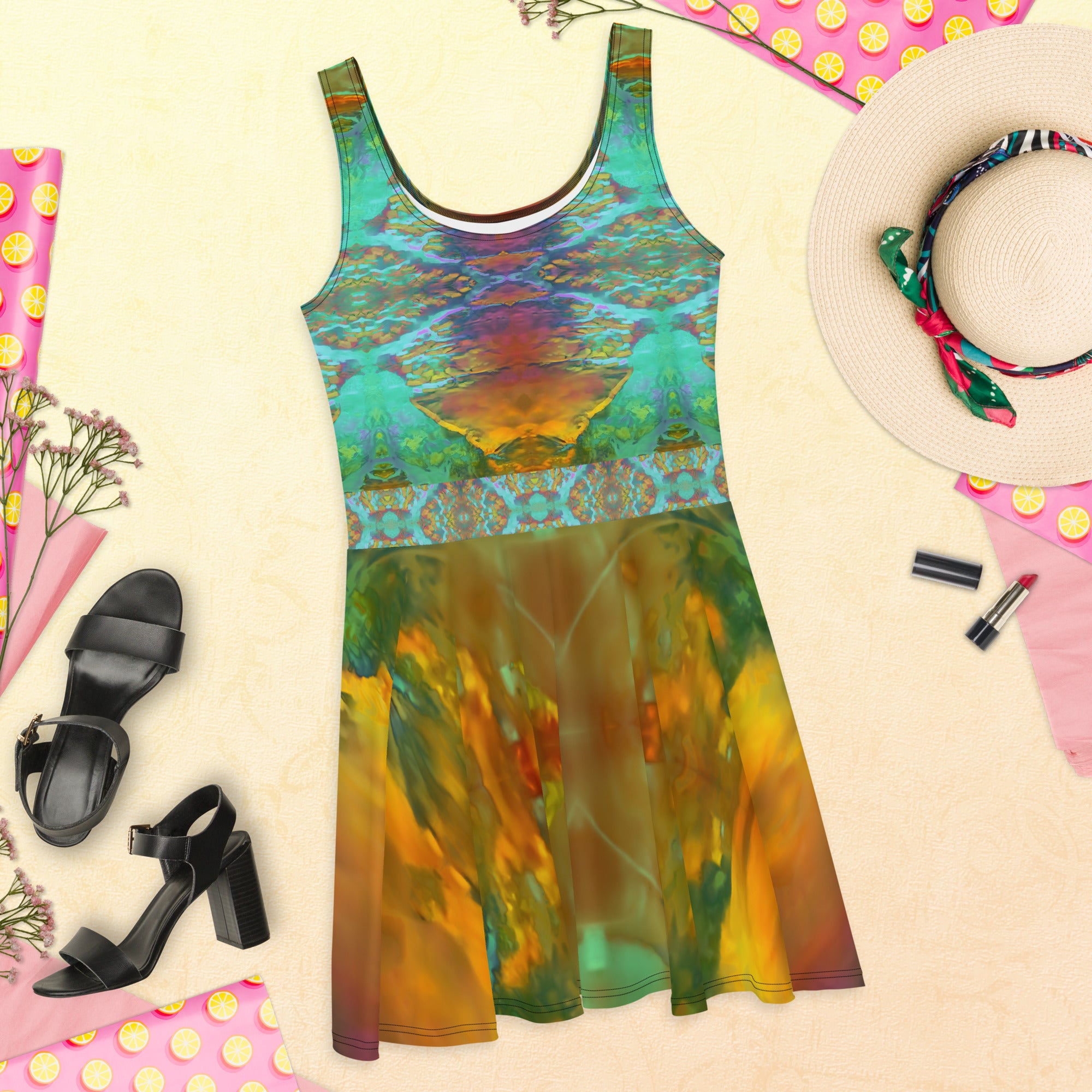 Gold Canyon Sleeveless Skater Dress Triboca Arts