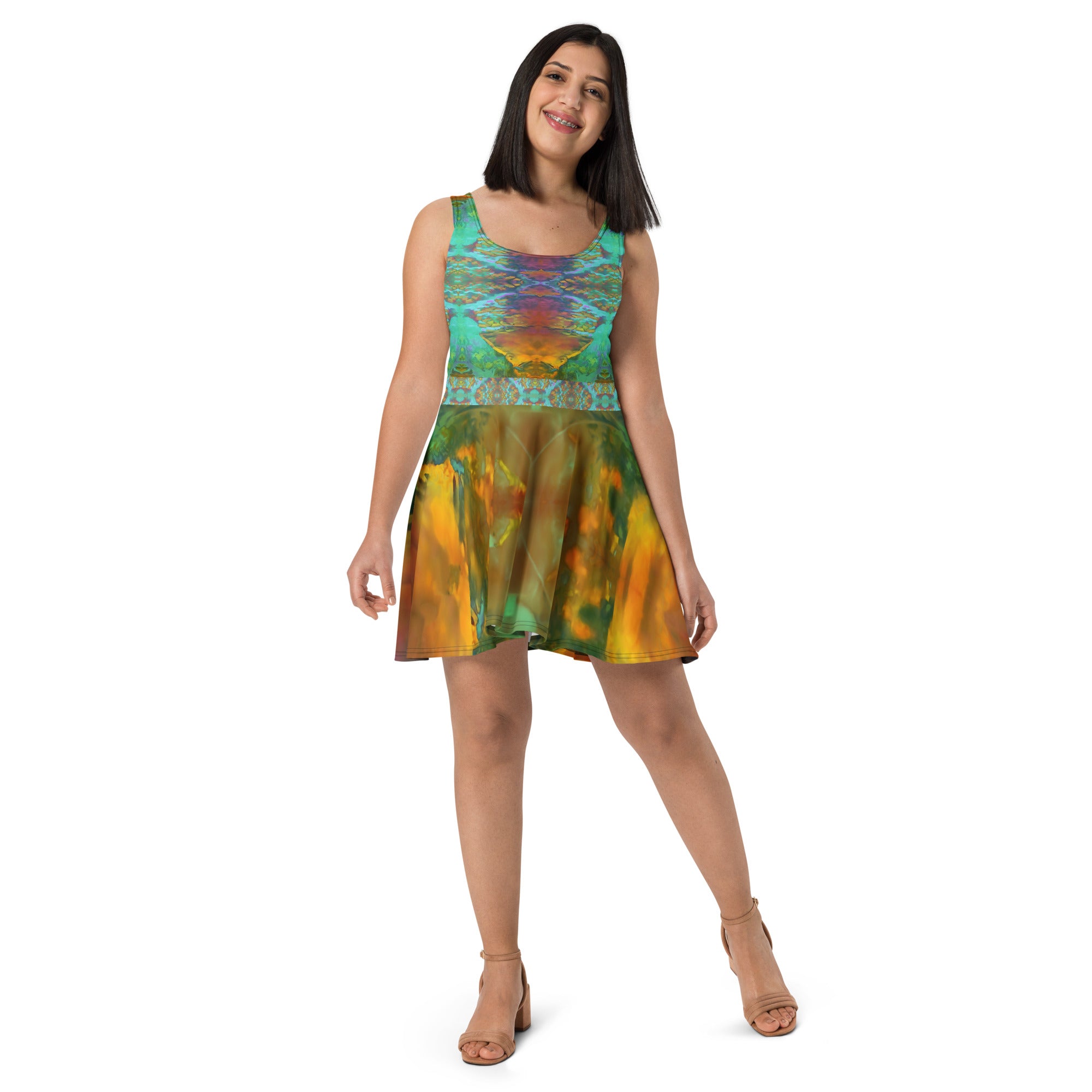 Gold Canyon Sleeveless Skater Dress Triboca Arts   