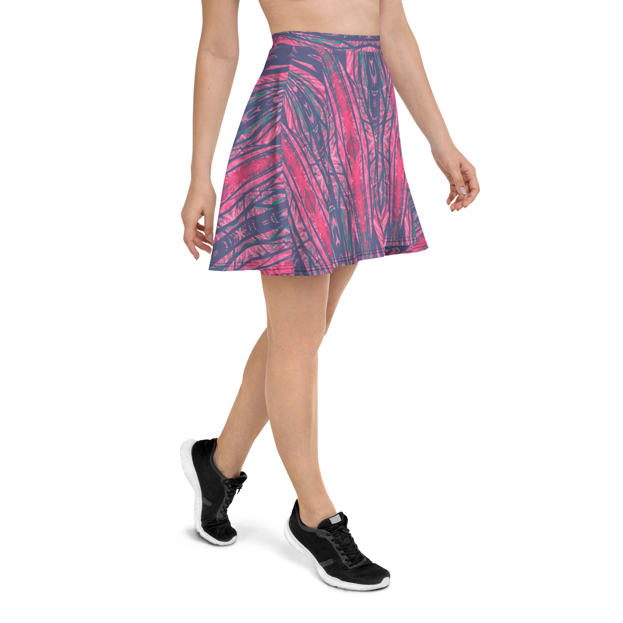 Shadows Gray On Pink Skater Skirt Triboca Arts