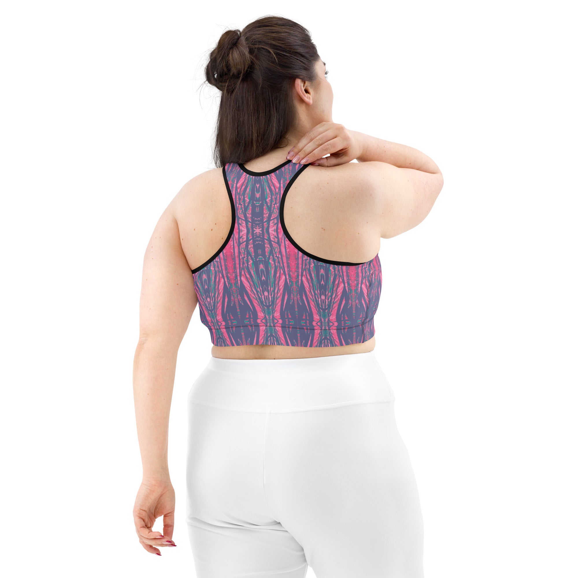 Shadows Gray On Pink Sports bra Triboca Arts