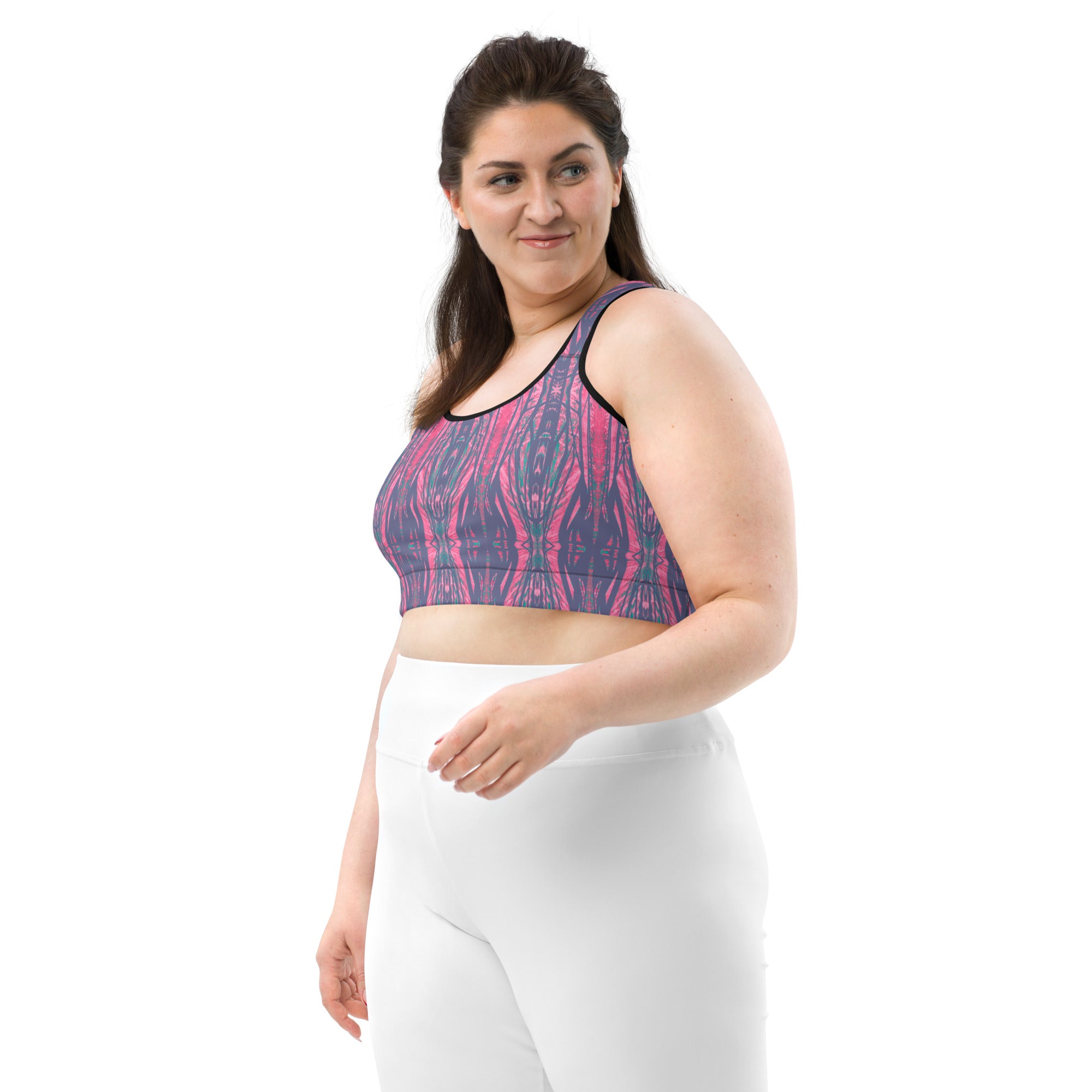 Shadows Gray On Pink Sports bra Triboca Arts XS